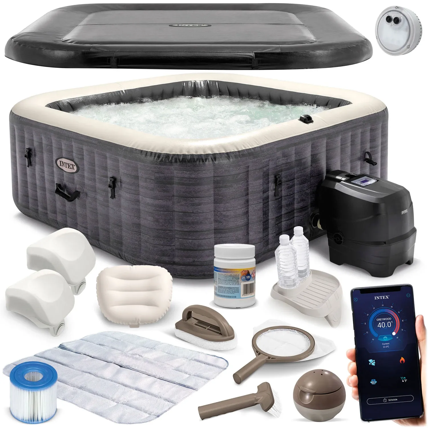 Pripučiama SPA su hidromasažu 6 asmenims INTEX 28452 Hydromassage 28452NP LED TAIKYMAS - nuotrauka 1