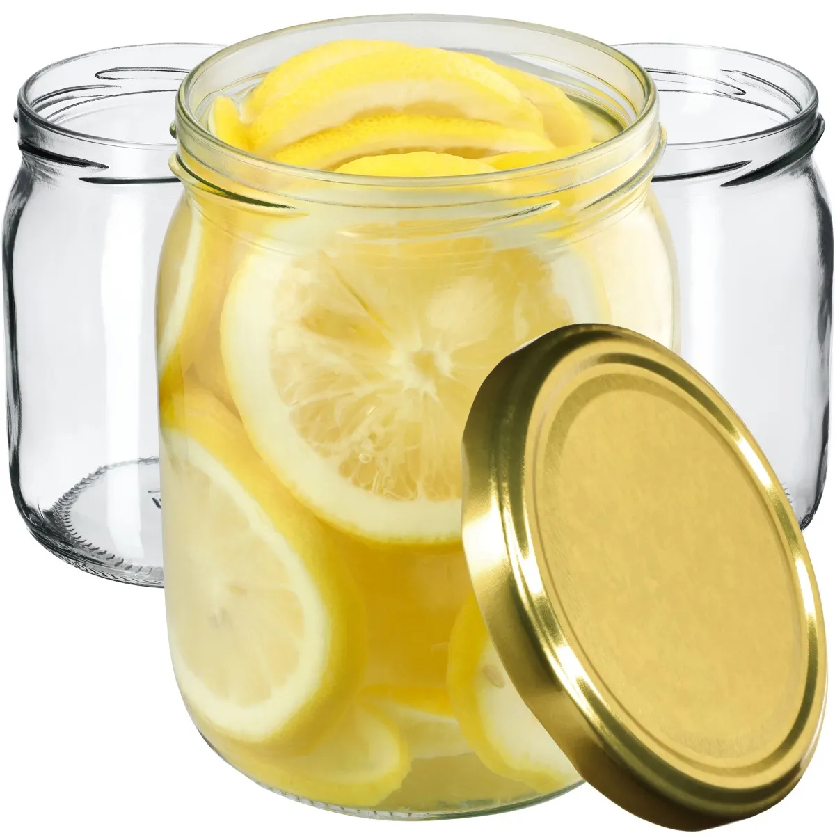 Senos indeliai 540 ml, 16 vnt., 82 mm + auksiniai dangteliai