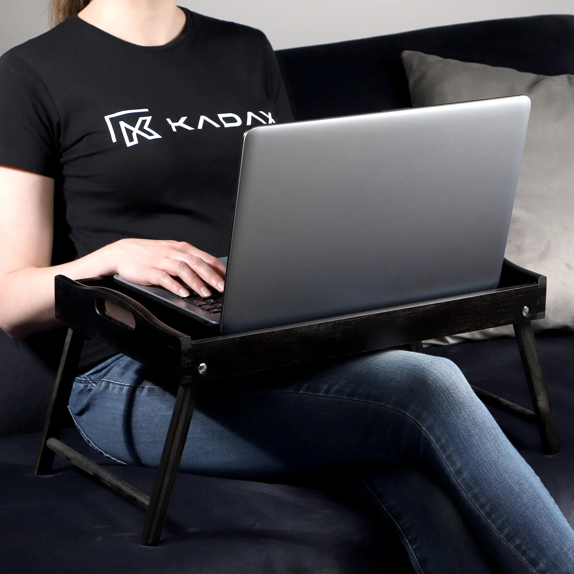 „Solia“ pusryčių stalas, nešiojamam kompiuteriui, 50 cm, juodas