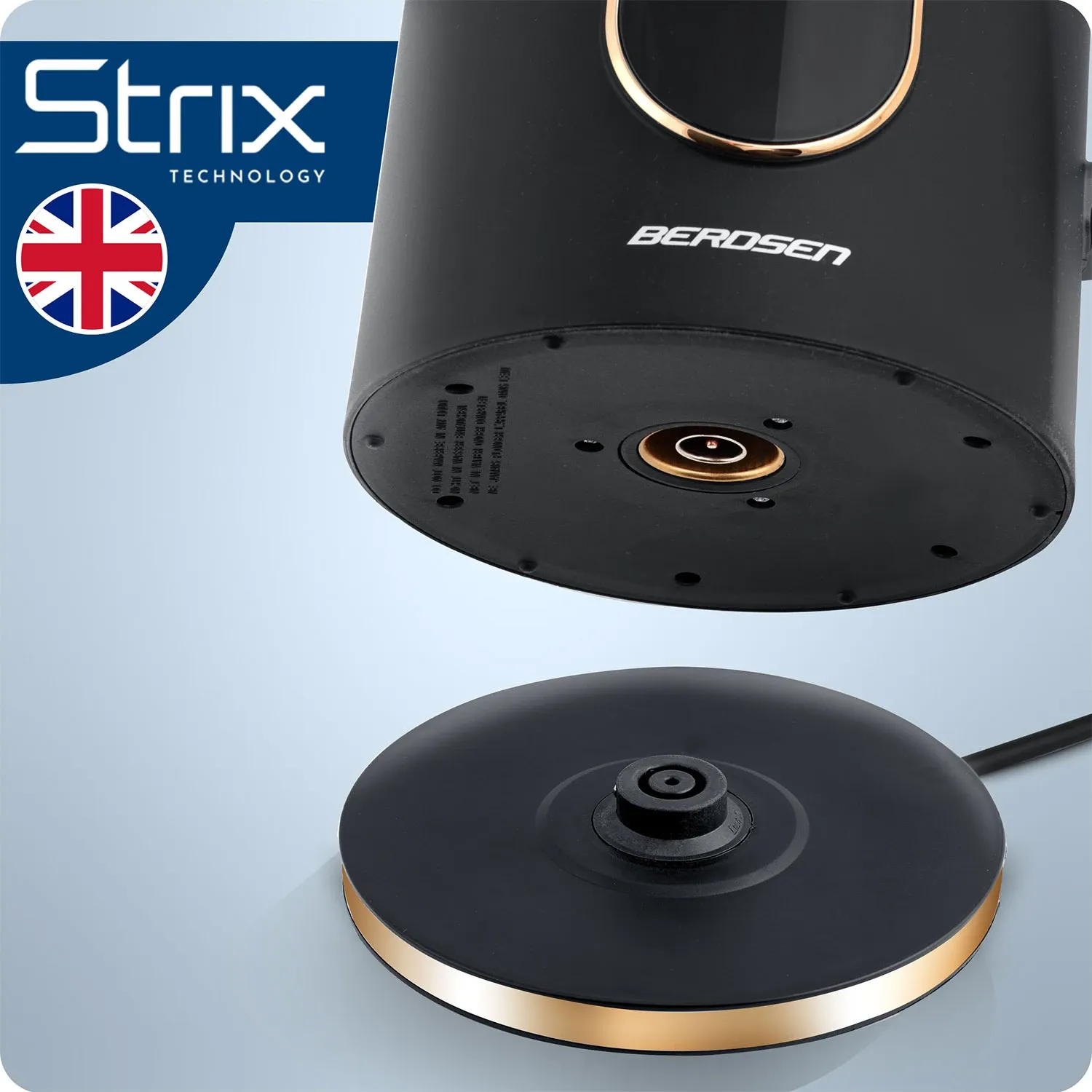 Berdsen BD-712 1,7 l elektrinis virdulys, juodos ir auksinės spalvos - nuotrauka 1