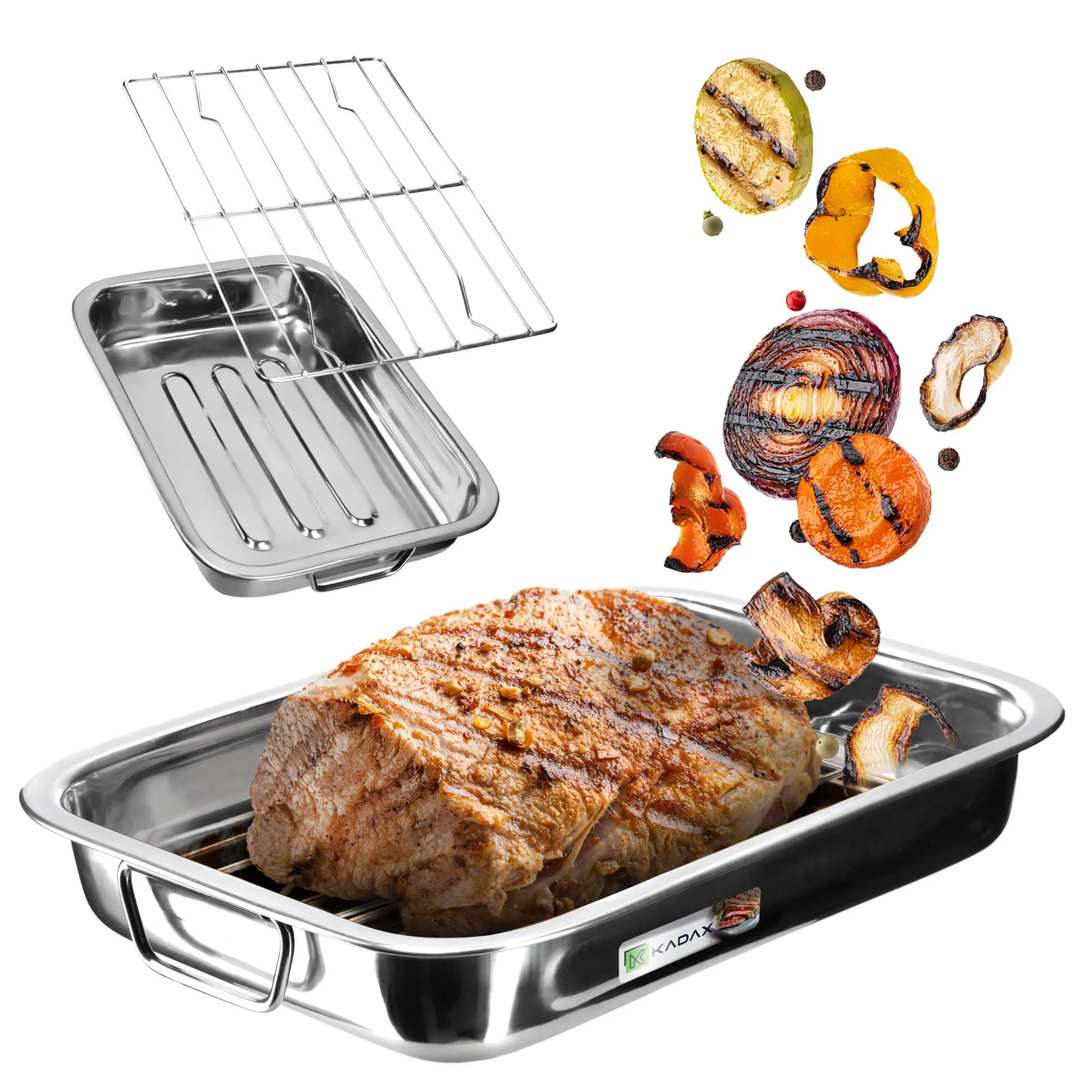 40 cm skersmens plieninė kepimo skarda su grotelėmis „Motte“