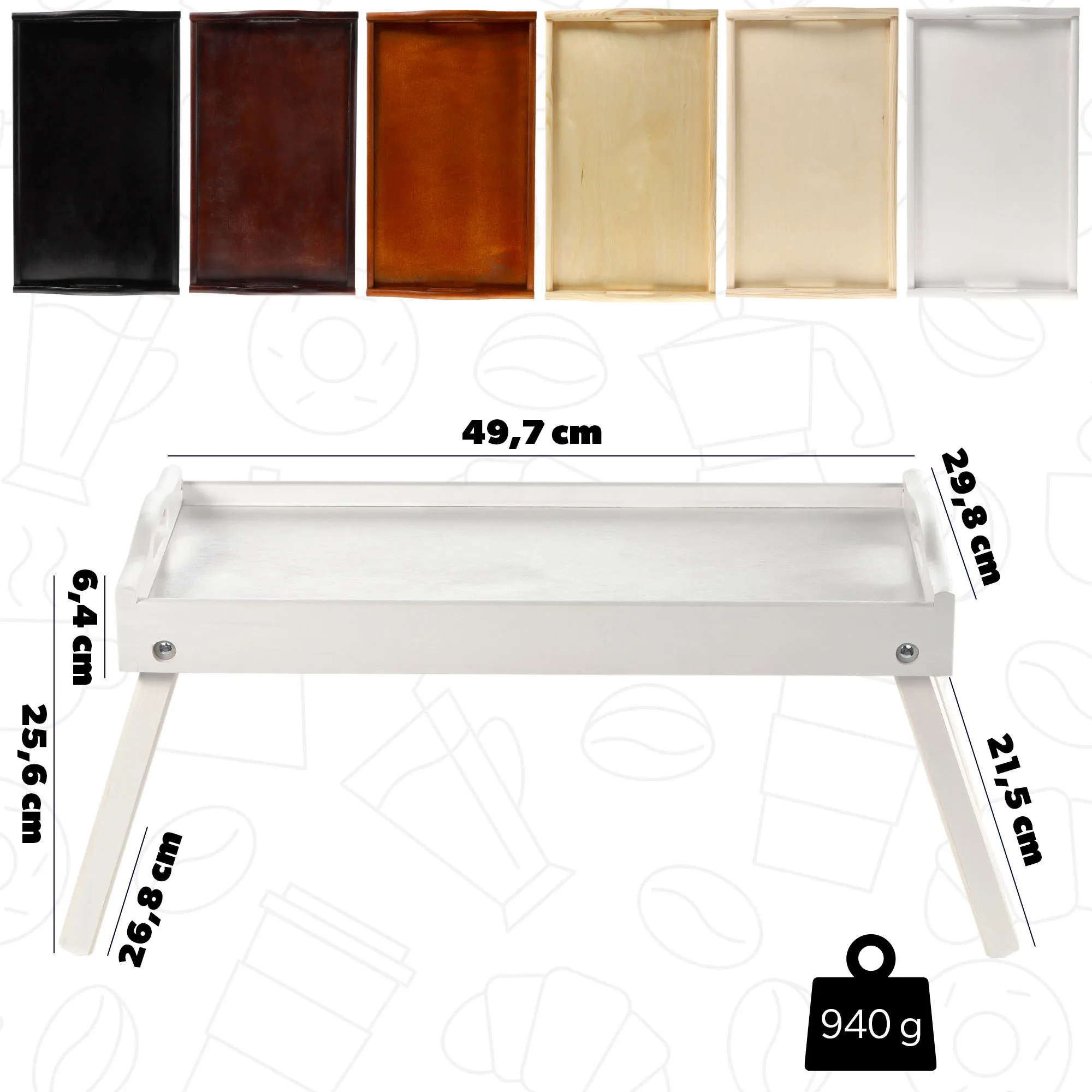 „Solia“ pusryčių stalas, nešiojamam kompiuteriui, 50 cm, baltas