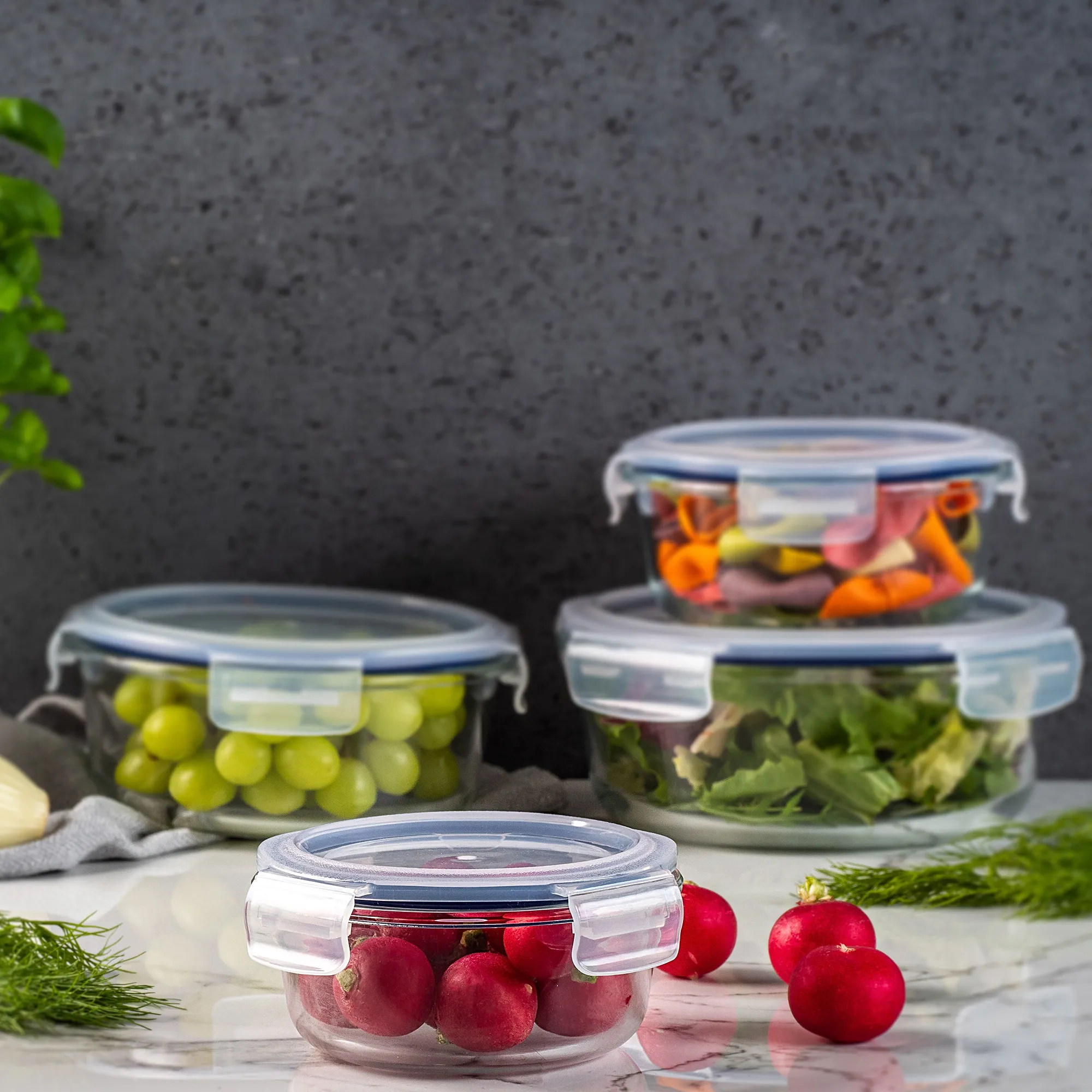 „Athie“ apvalių indelių rinkinys 400 ml + 620 ml + 950 ml