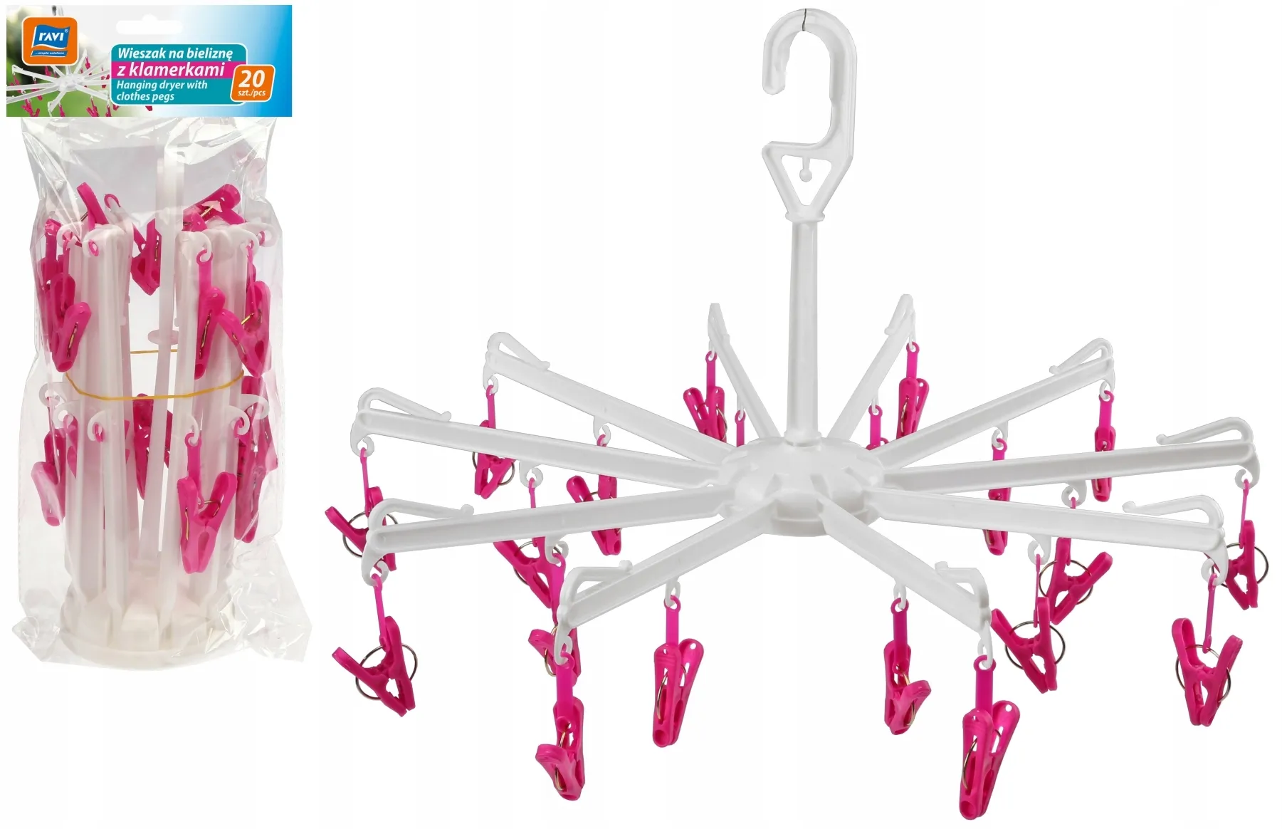 Ravi drabužių pakaba su kabliukais, mišrių spalvų