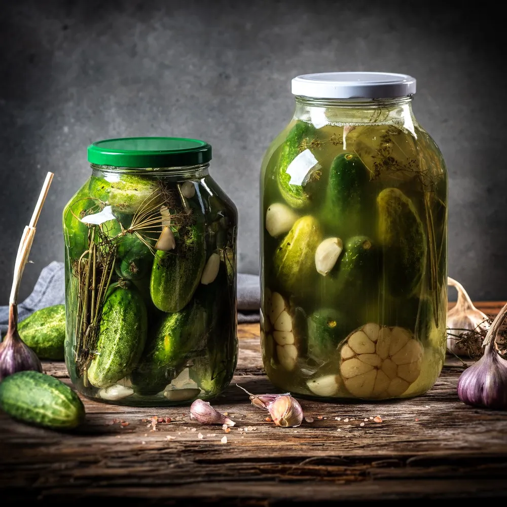 Albi stikliniai indeliai 2,5 l, 100 mm, + auksiniai dangteliai, 12 vnt.