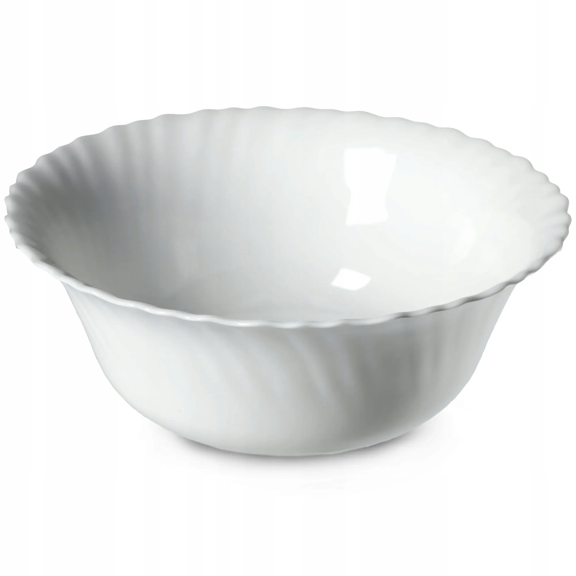 Auris stiklinis salotų dubuo, 21 cm, baltas