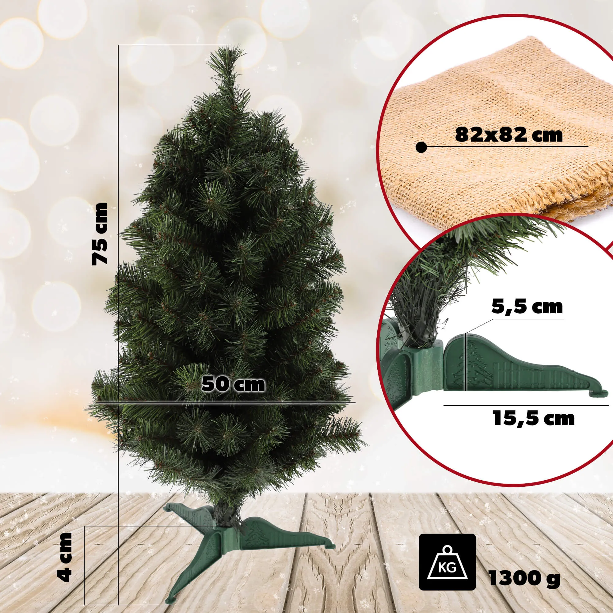 Dekoratyvinė dirbtinė Kalėdų eglutė iš džiuto, 80 cm