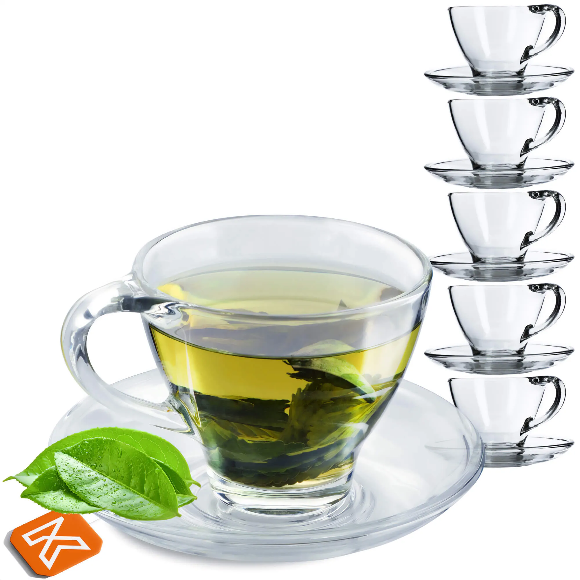 Zinal arbatos puodeliai su lėkštute, 200 ml, 6 vnt.