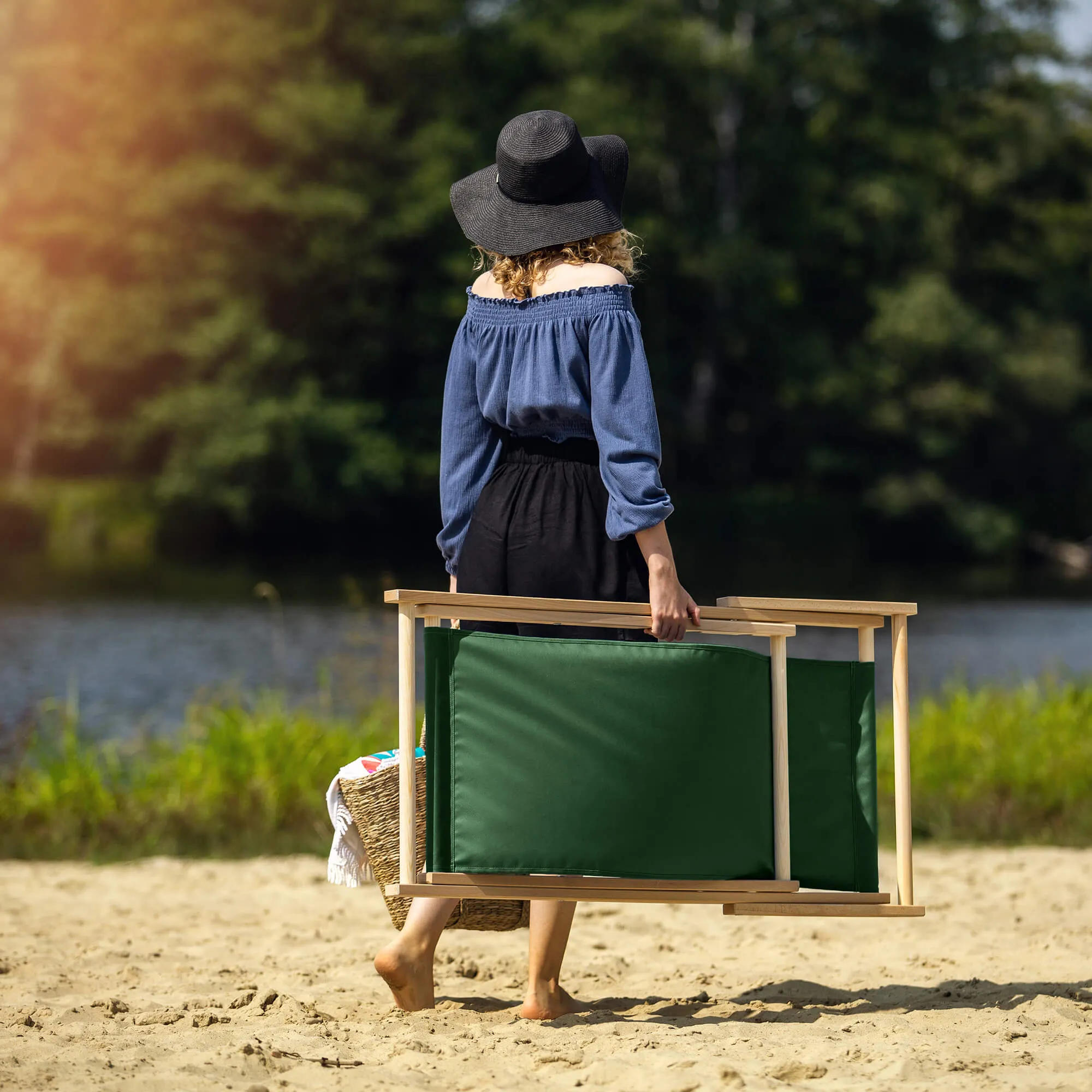 „Tulon“ medinis gultas, 80 x 63 cm, butelio žalios spalvos