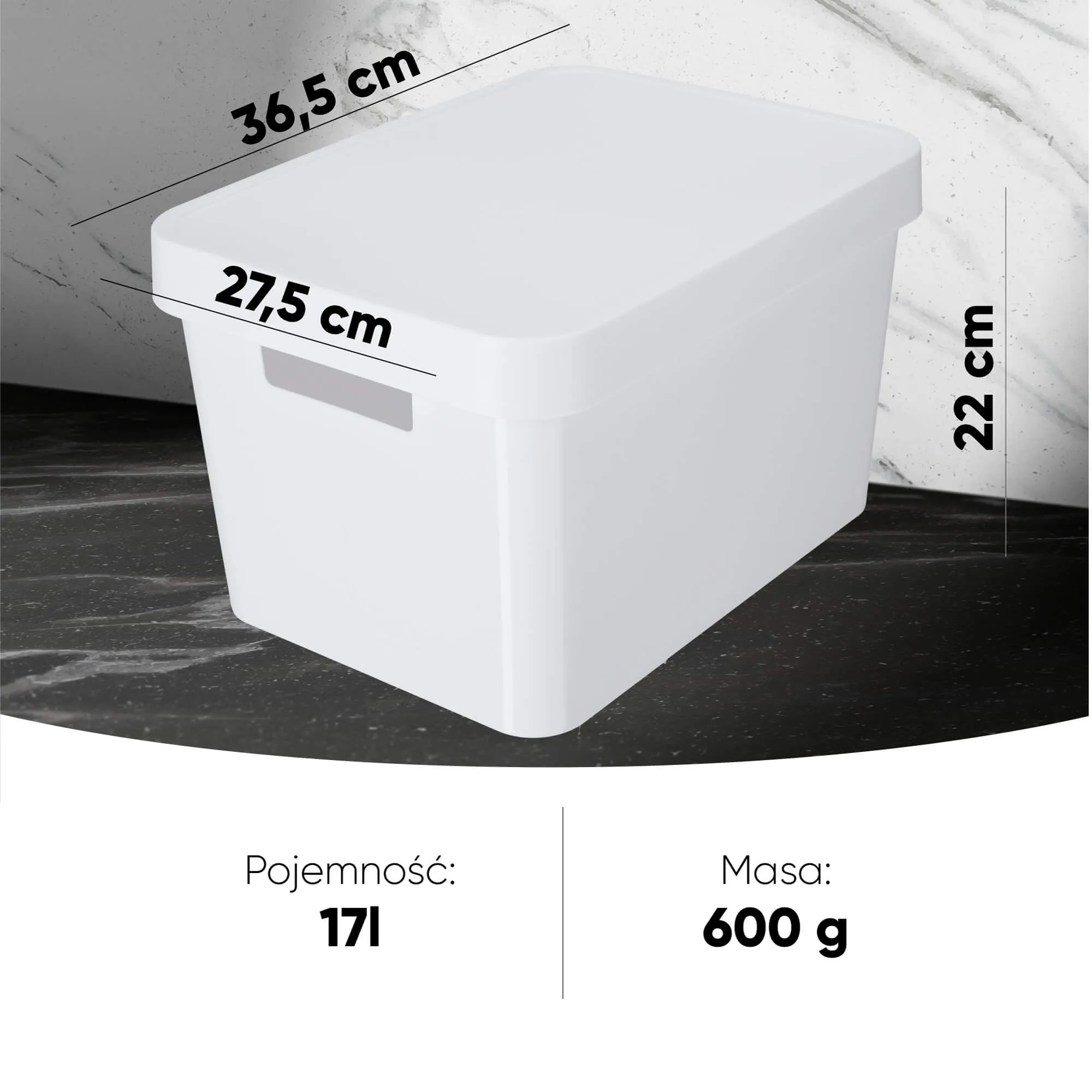 Curver Infinity 45 litrų konteineris su dangčiu, baltas