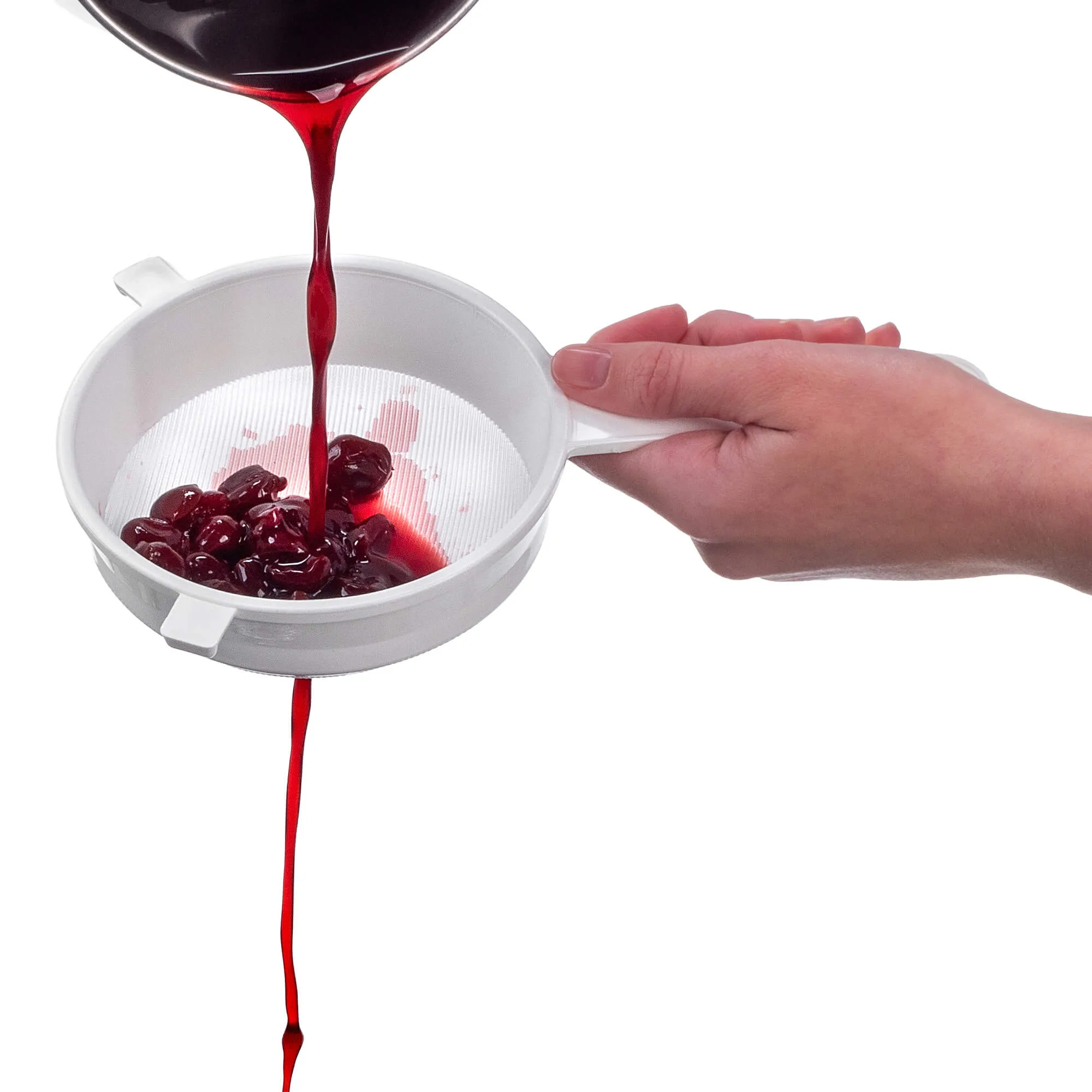 Greci smulkaus tinklelio sietelis, 120 mm skersmens, baltas