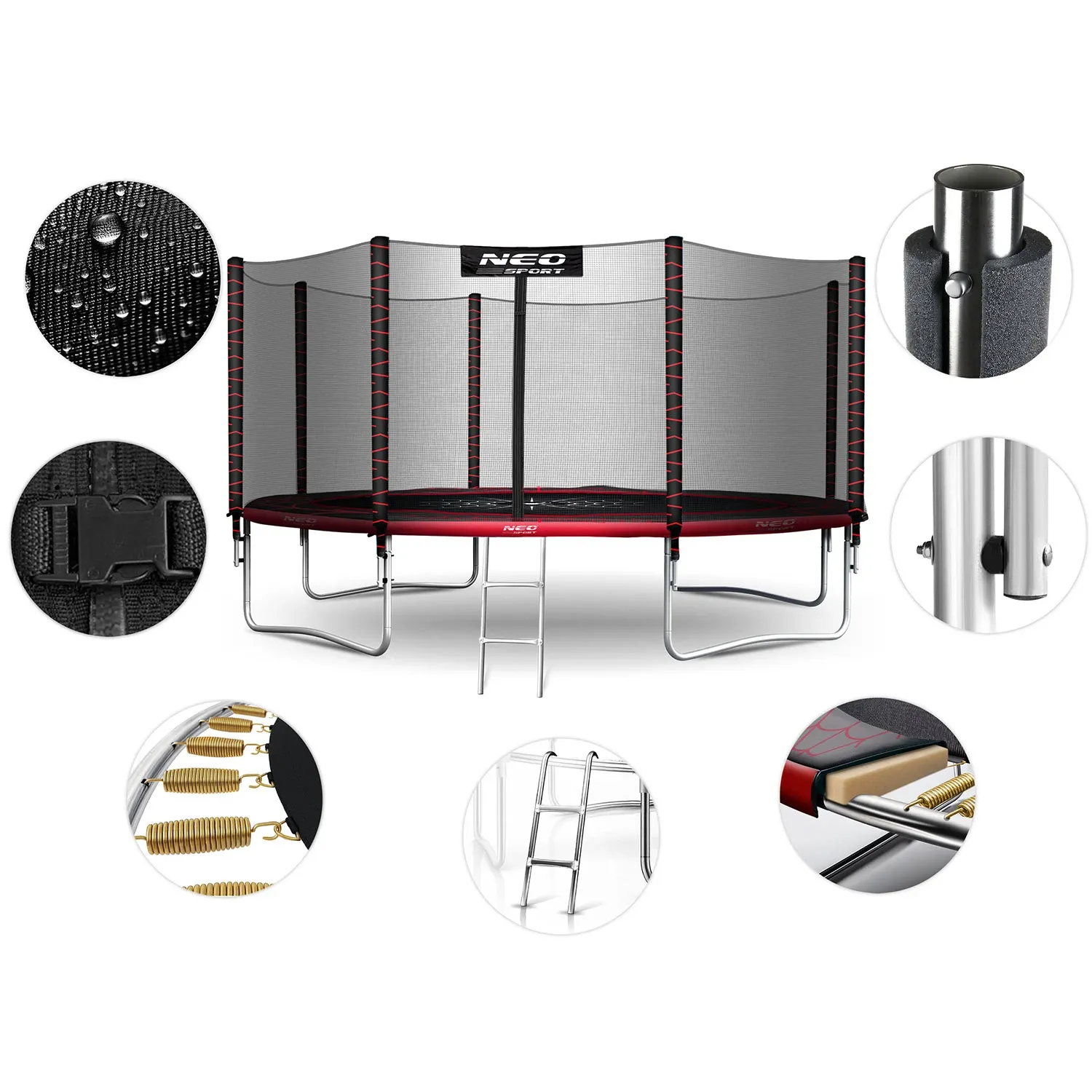 12 pėdų / 374 cm sodo batutas su lauko tinklu ir kopėčiomis Neo-Sport - nuotrauka 1