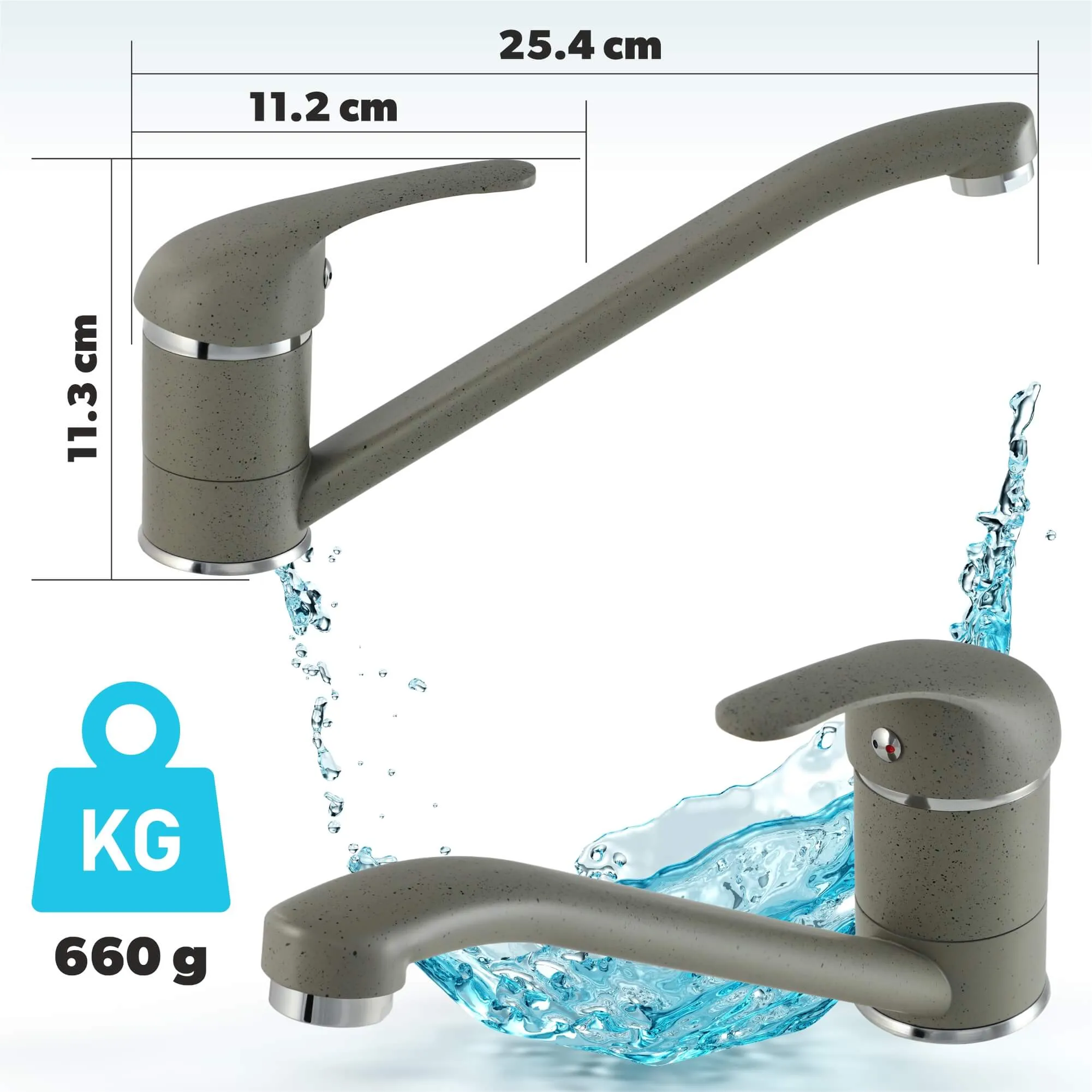 Gospo Rox laisvai pastatomas virtuvės maišytuvas, pilkas