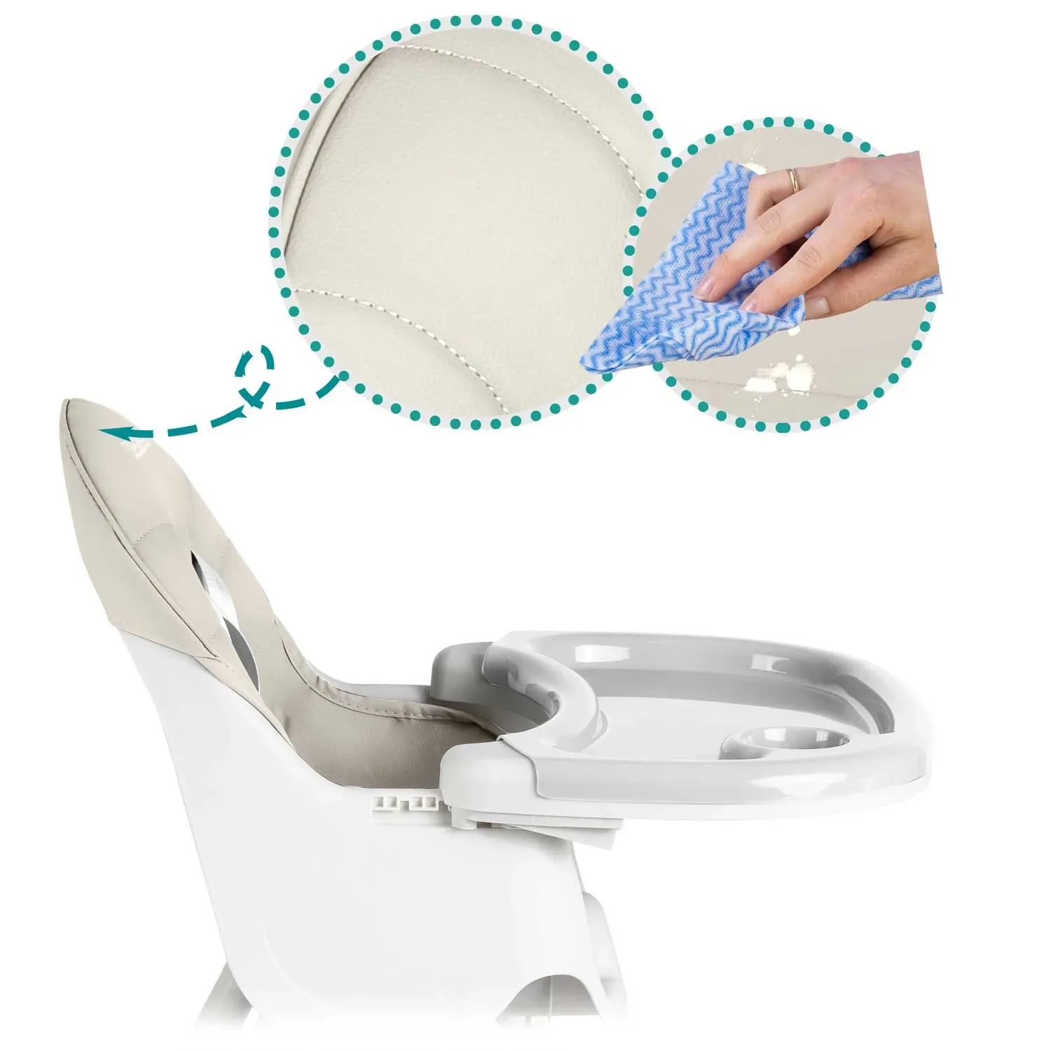 Milo Ricokids maitinimo kėdutė su staliuku ir seilinuku, pilka - nuotrauka 1