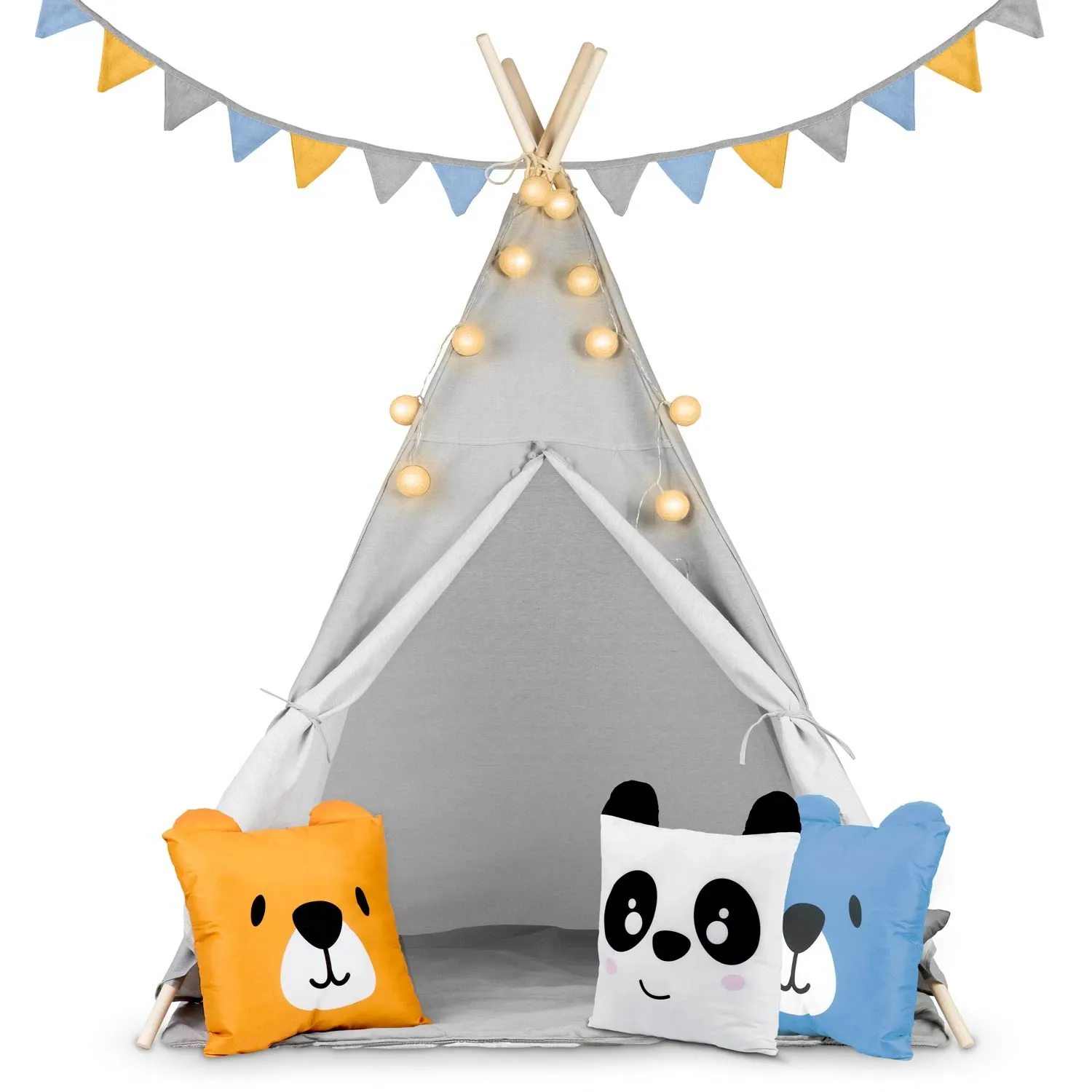 „Nukido“ vaikiška palapinė su šviesomis – pilka - nuotrauka 1