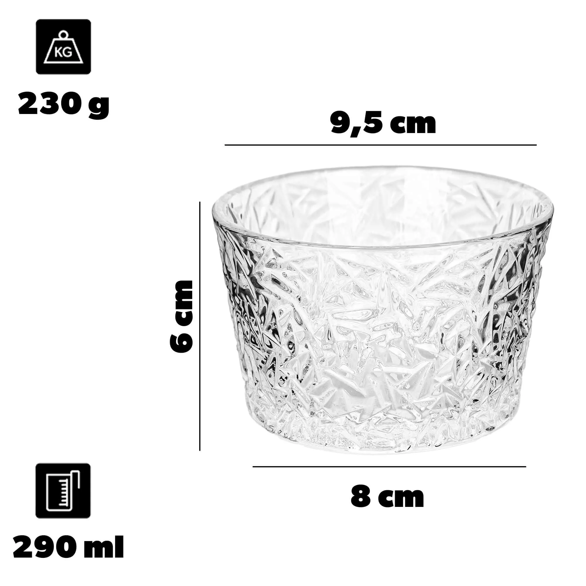 „Torza“ ledų indelis 290 ml be kojelės, su ledo raštu, 1 vnt.