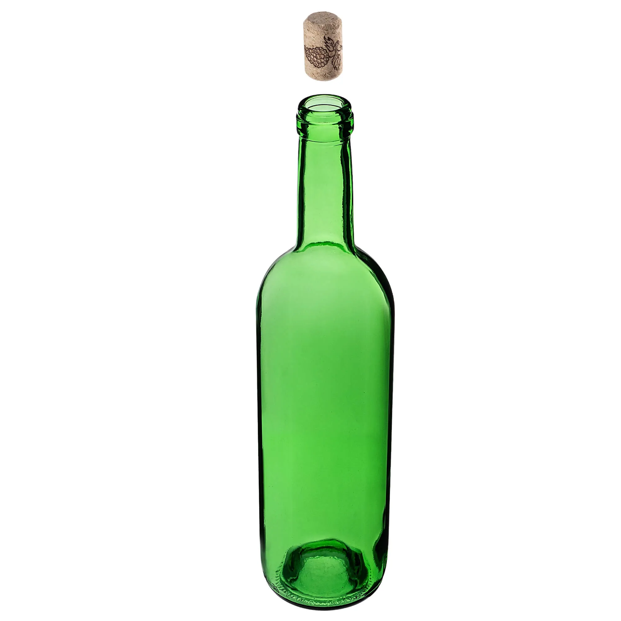 Biagio vyno buteliai 750 ml žali su aglomeruotu kamščiu 30 vnt.