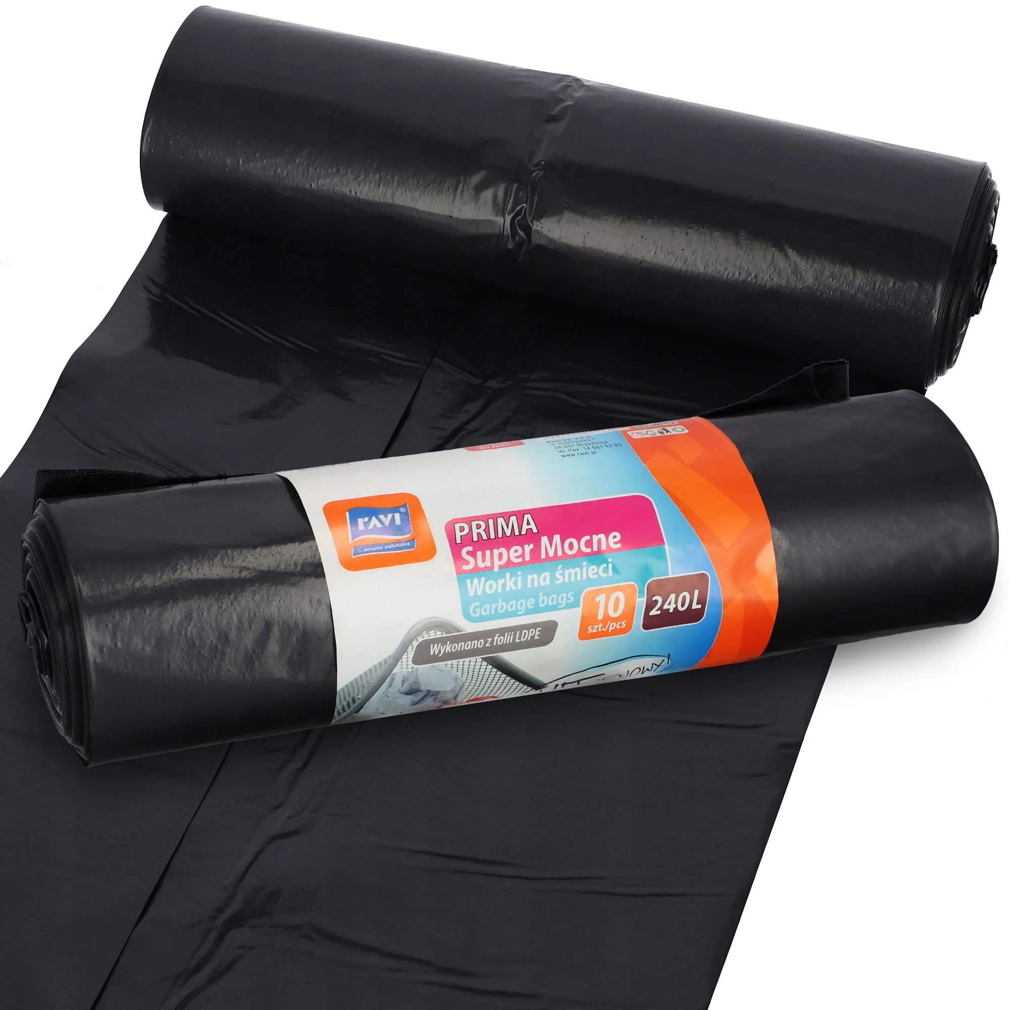 „Ravi Prima“ itin tvirti šiukšlių maišai, 240 litrų, 10 vnt.