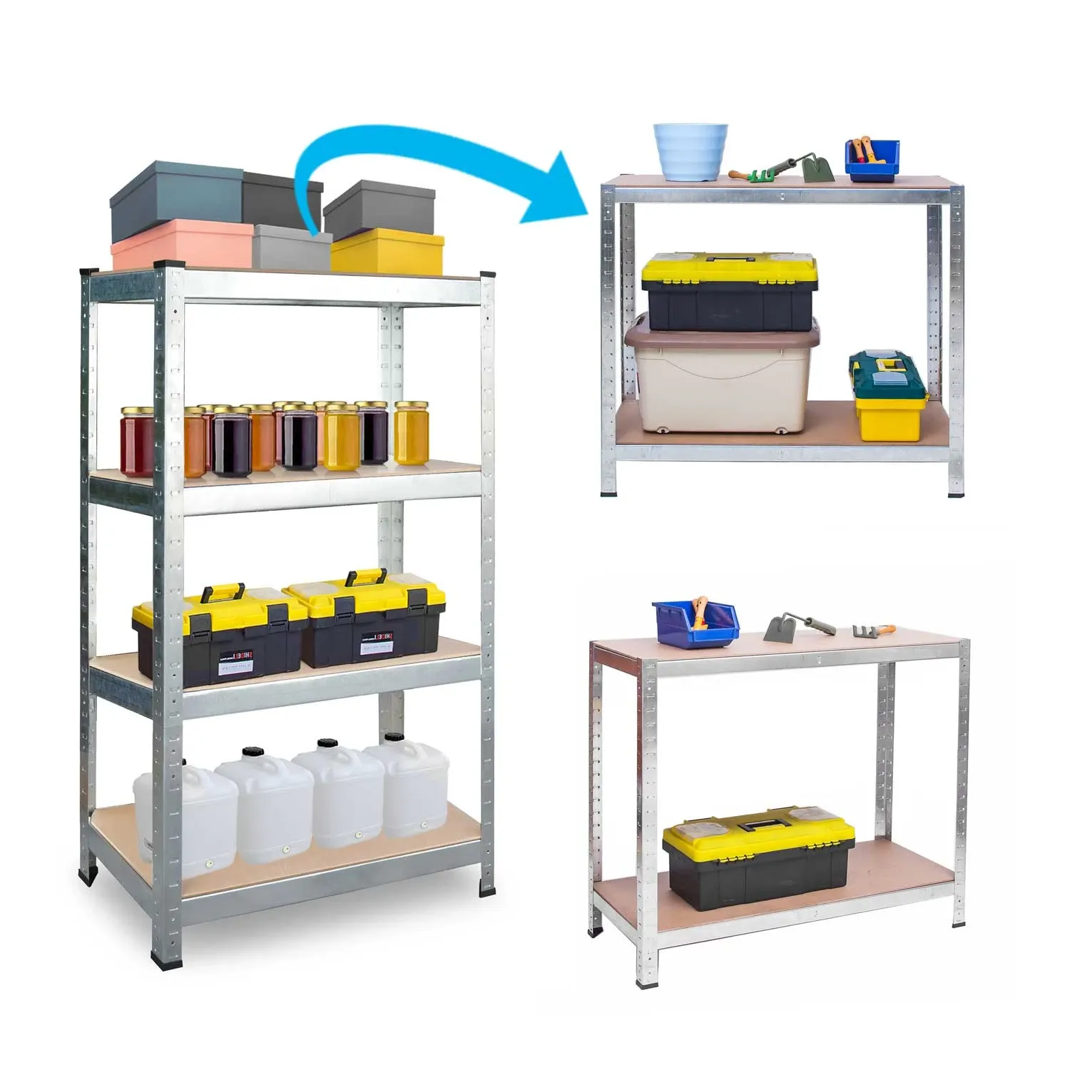 Metalinių daiktų laikymo lentynų rinkinys (2 vnt.), 150 x 75 x 30 cm, „Plonos PL-700“ - nuotrauka 1