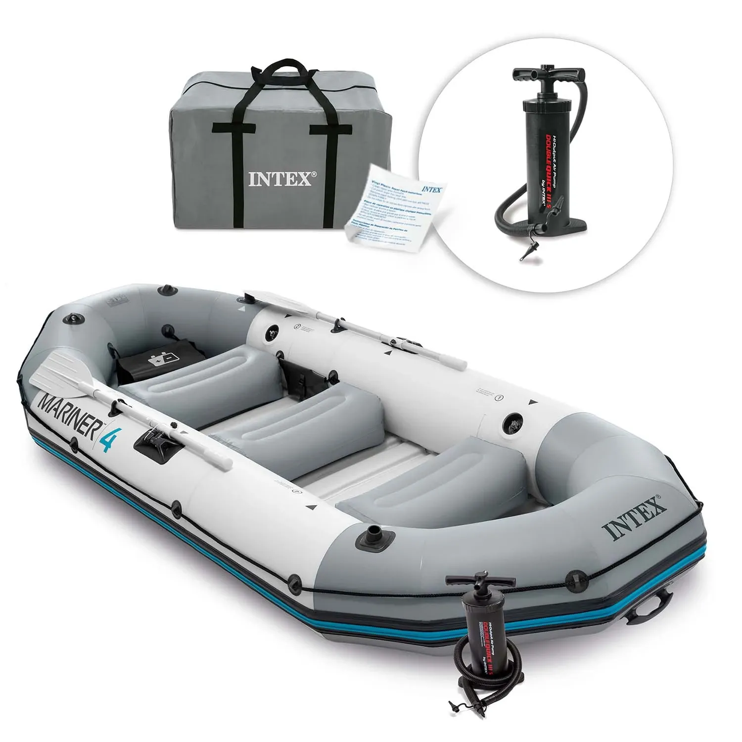 Pripučiama valtis „Mariner 4“ komplektas, 328 x 145 x 48 cm, INTEX 68376 - nuotrauka 1