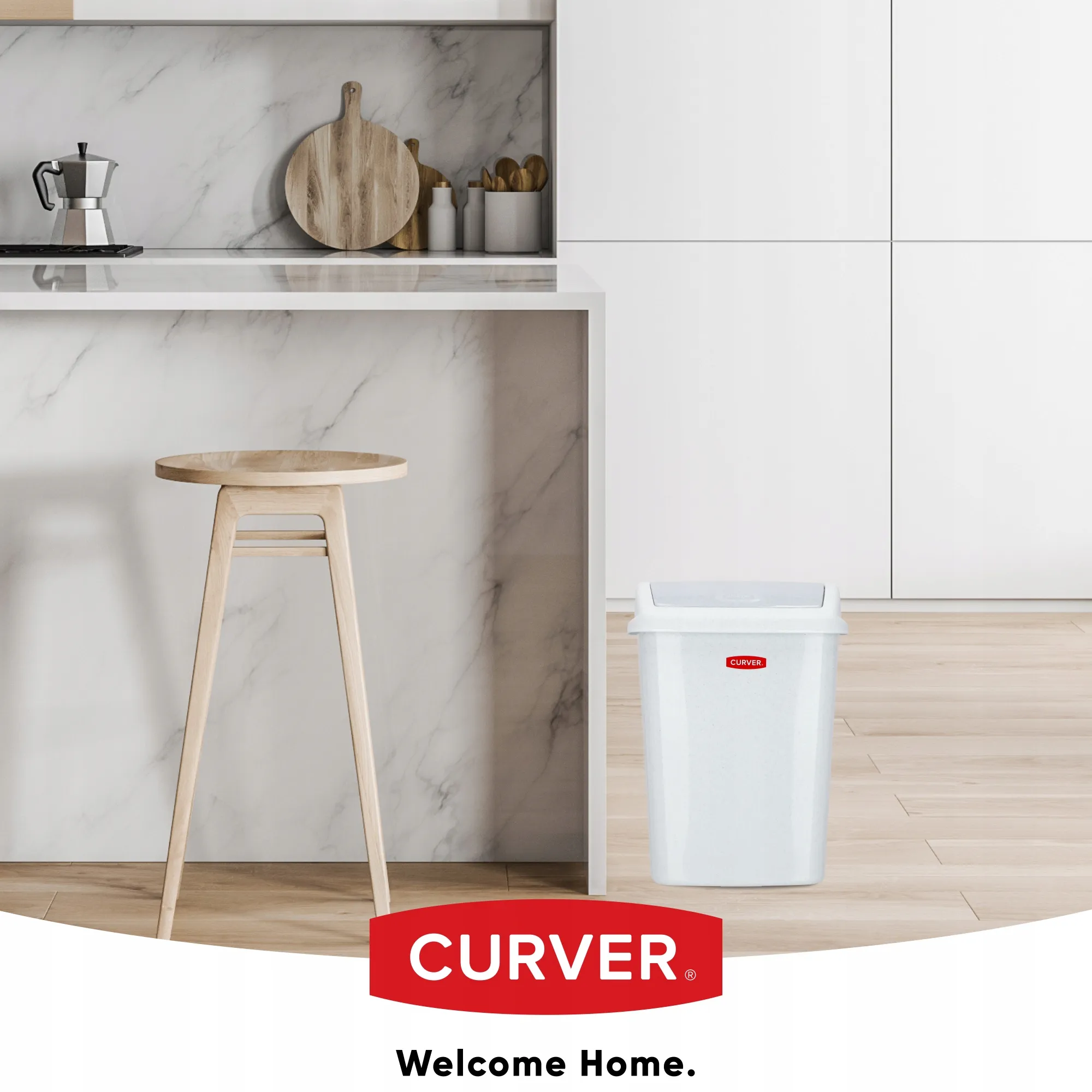 Curver Dominik 10 l pakreipiama šiukšliadėžė, granito spalvos