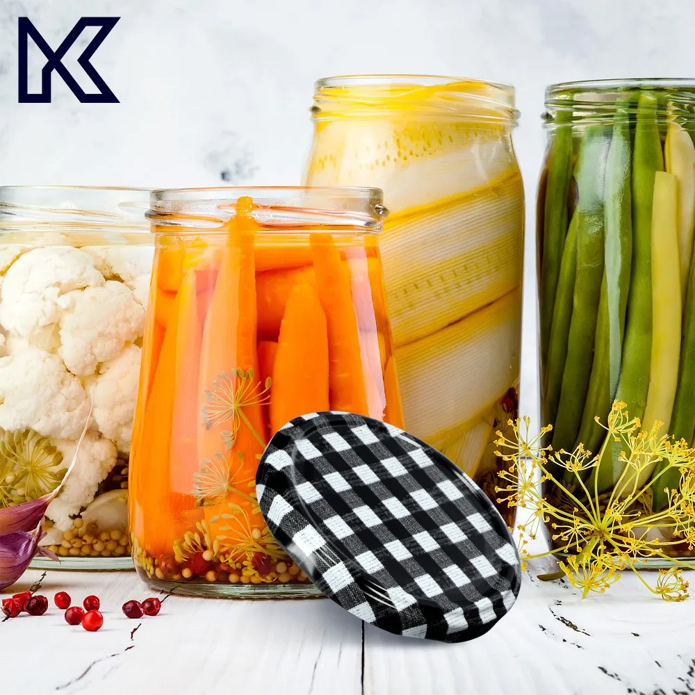 Metaliniai dangteliai Virbo stiklainiams, 10 vnt., 82 mm skersmens, „Black Grid“