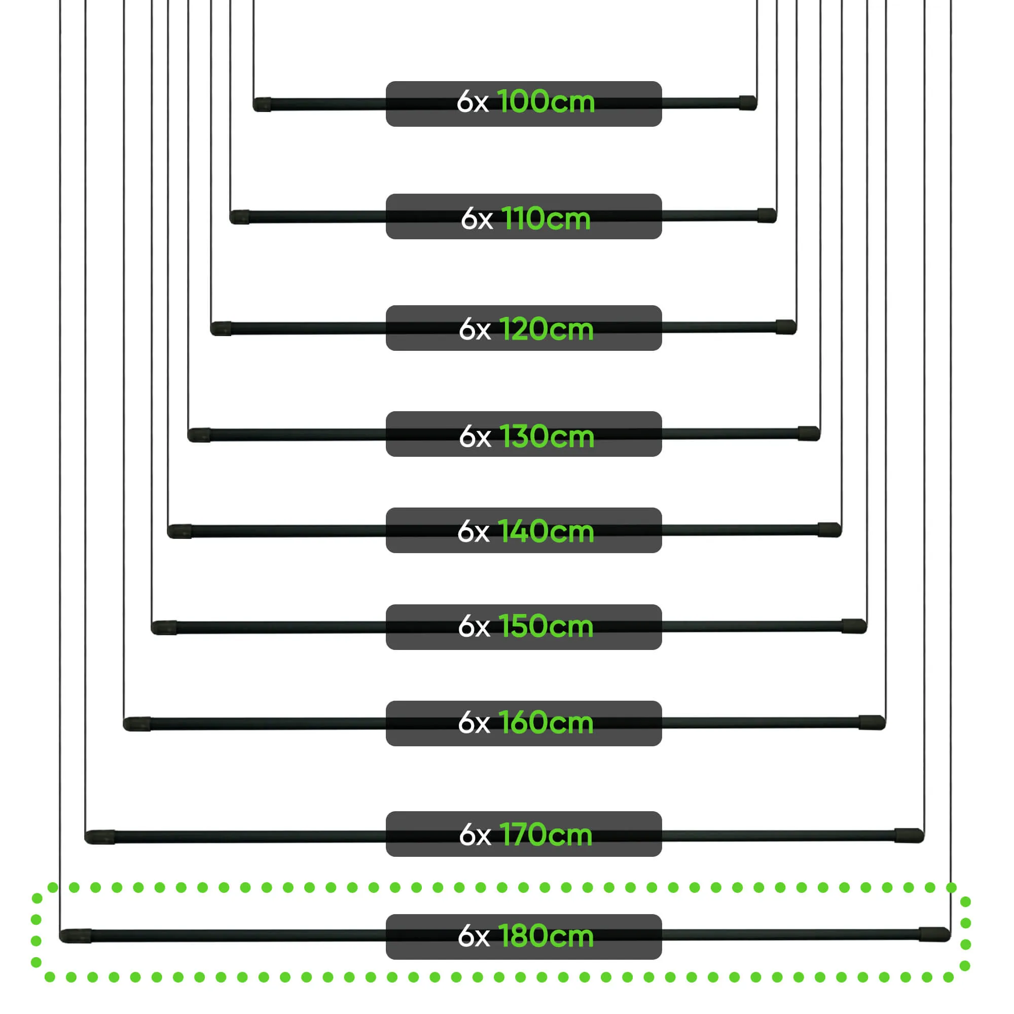 „Torp“ lubinė drabužių džiovyklė, 6 stovai, 180 cm, juoda
