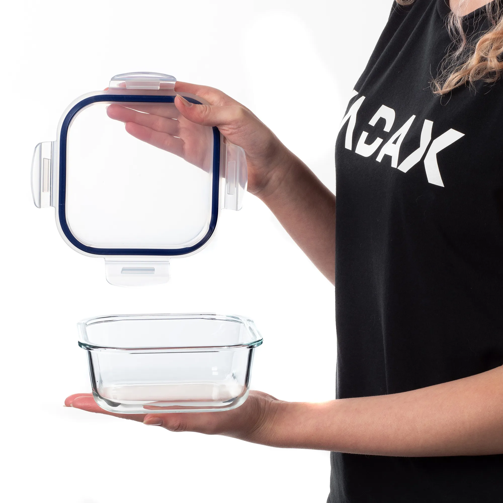 „Athie“ 800 ml kvadratinis stiklinis maisto indas