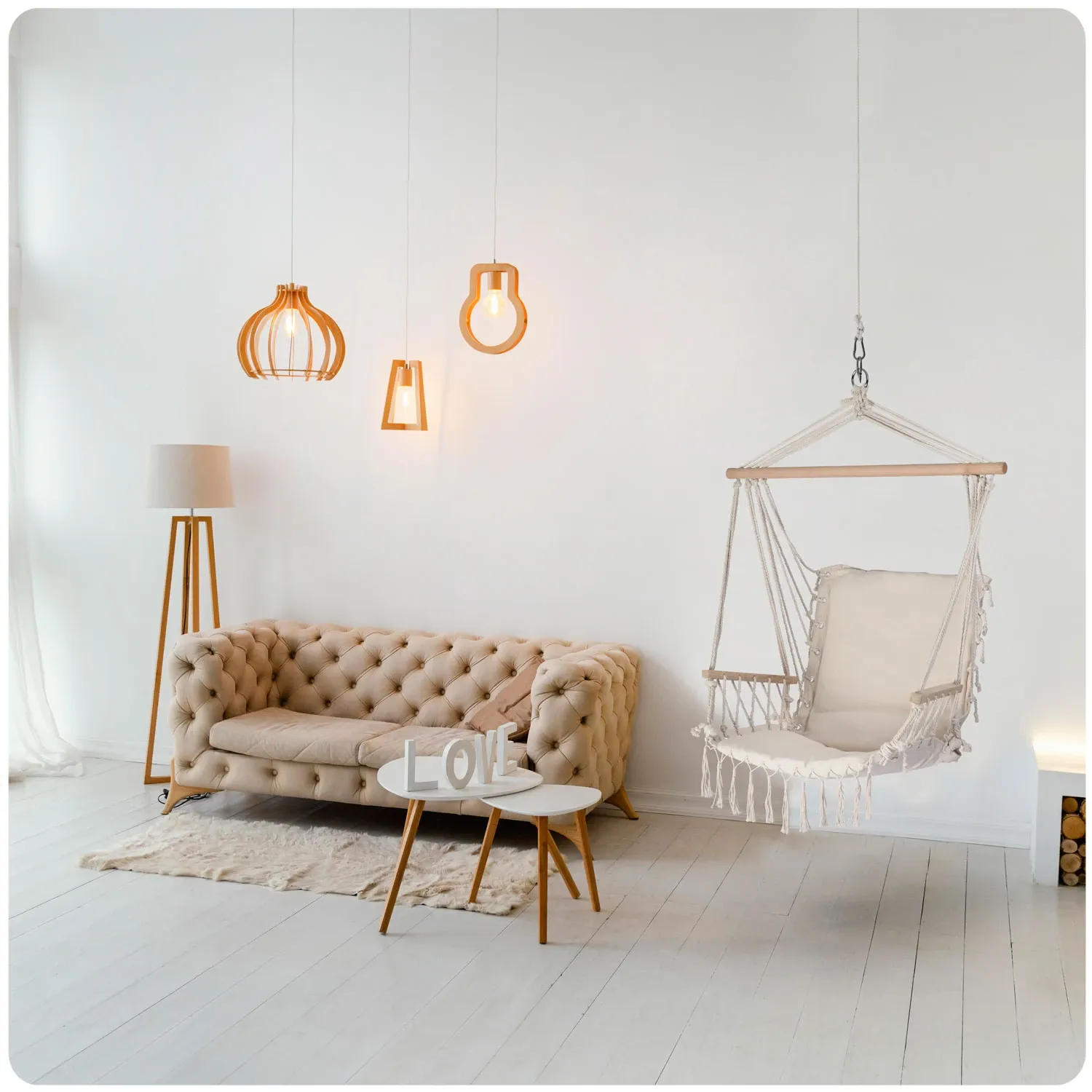 Lagos pakabinama kėdė smėlio spalvos - nuotrauka 1