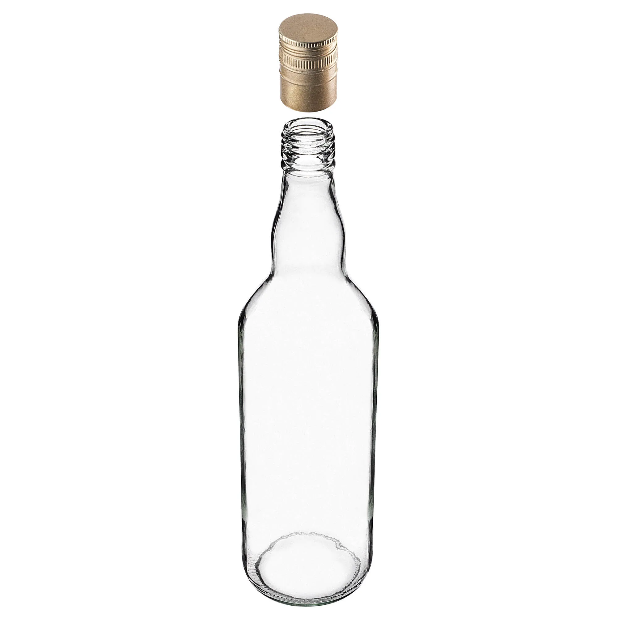 Monopol stikliniai buteliai 700 ml su ilgu auksiniu dangteliu, 40 vnt.