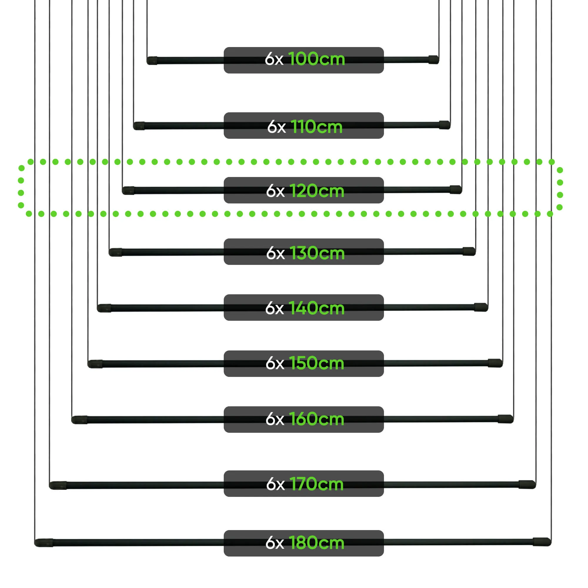 „Torp“ lubinė drabužių džiovyklė, 6 stovai, 120 cm, juoda