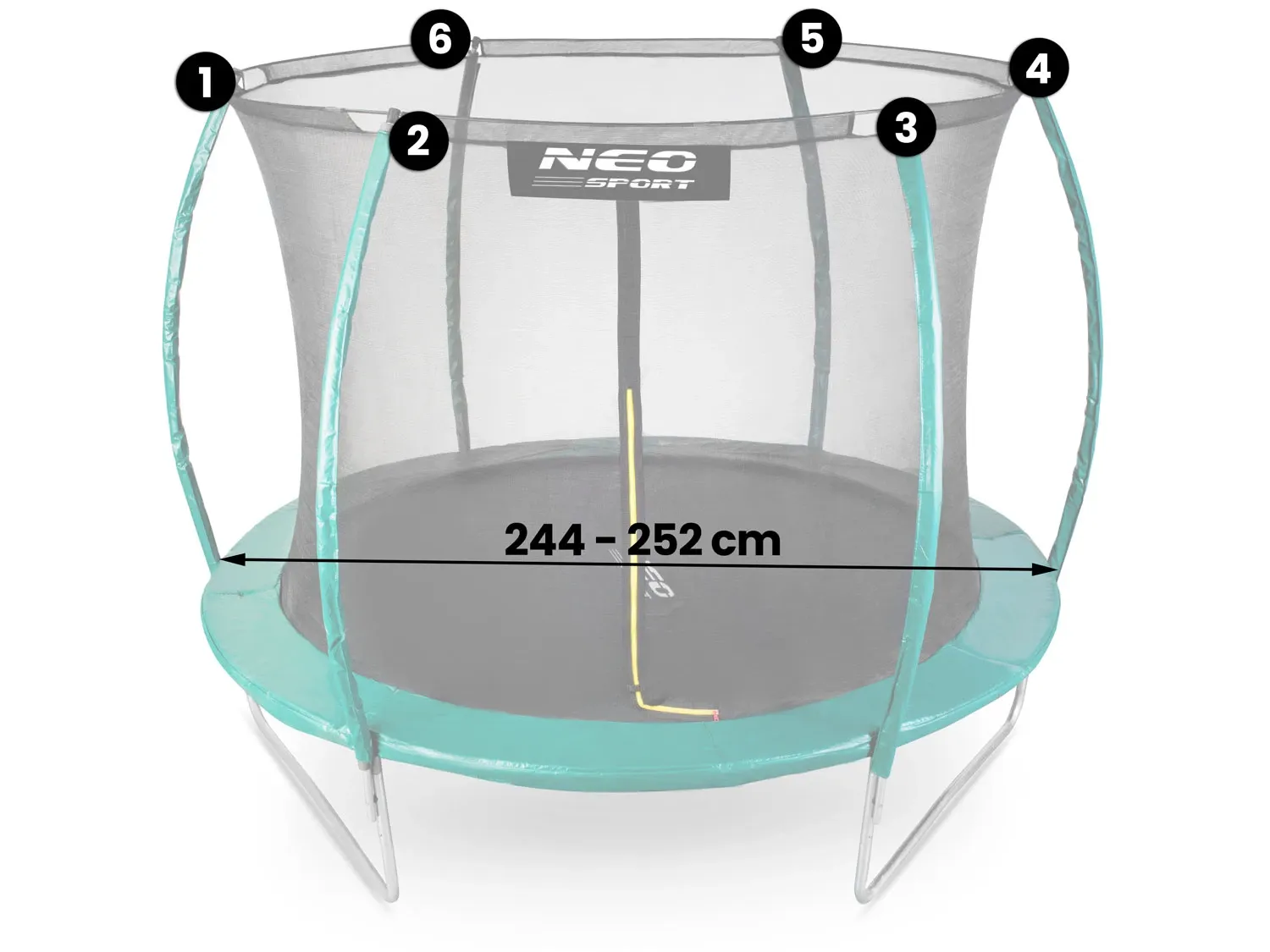 Vidinis tinklas batutams 252 cm 8ft Neo-Sport - nuotrauka 1