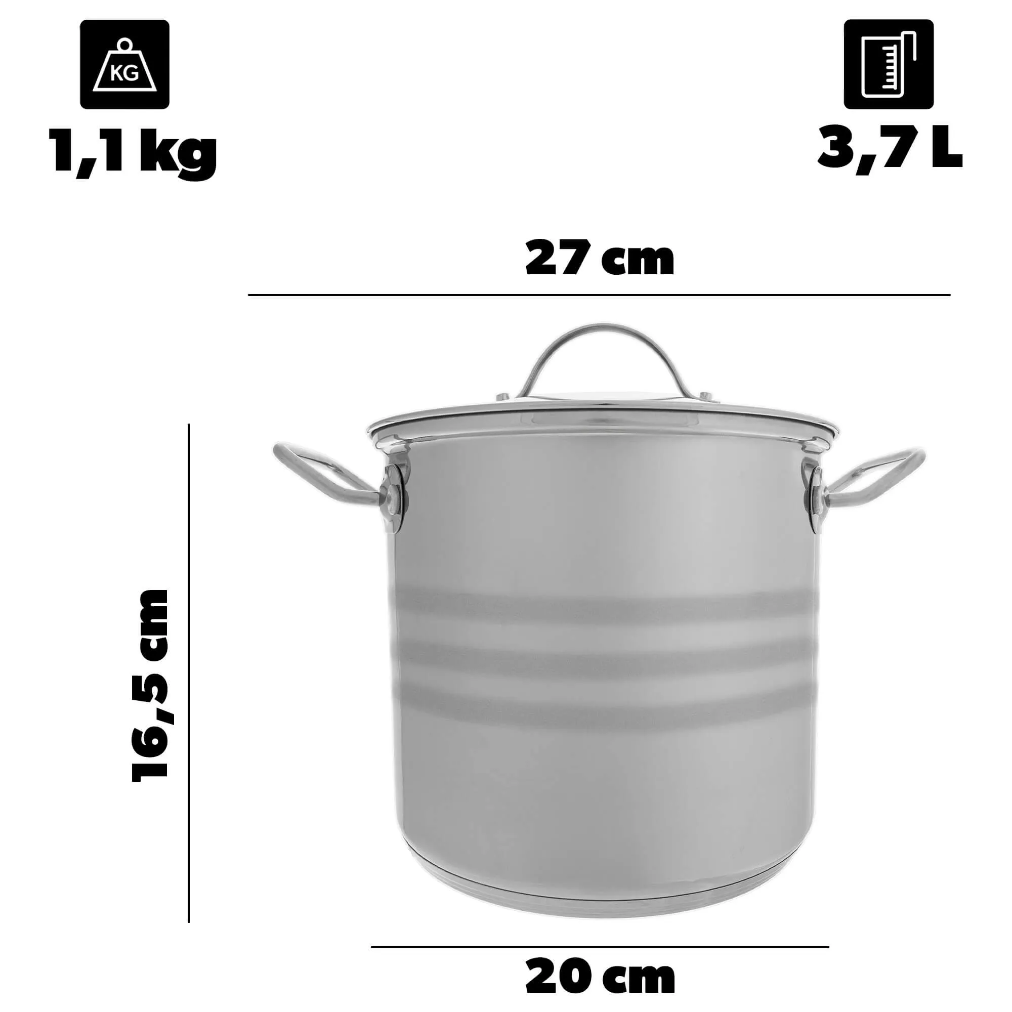 Sveg plieninis puodas su dangčiu 3,7 l