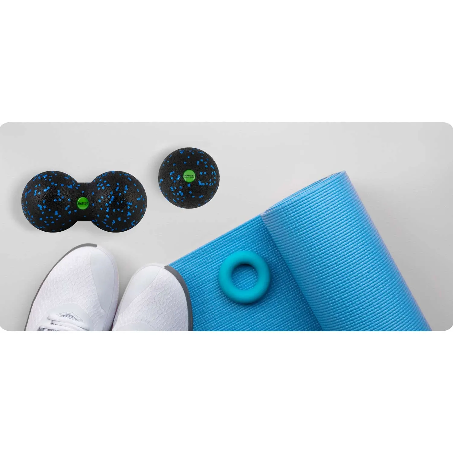 Kamuolys + dvigubas masažinis kamuoliukas - rinkinys - NS-997 juodas ir mėlynas - nuotrauka 1