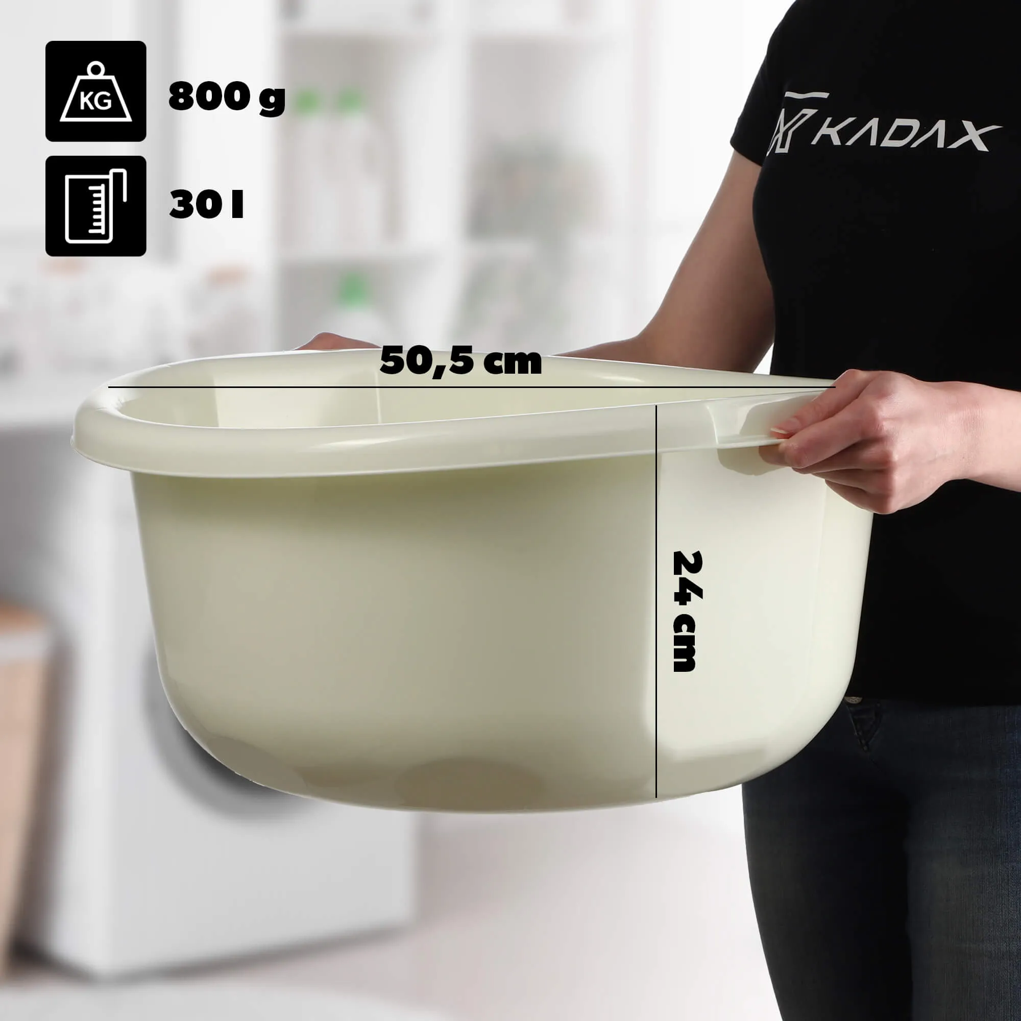 Lari vonios dubuo su rankenomis, 30 l, baltas