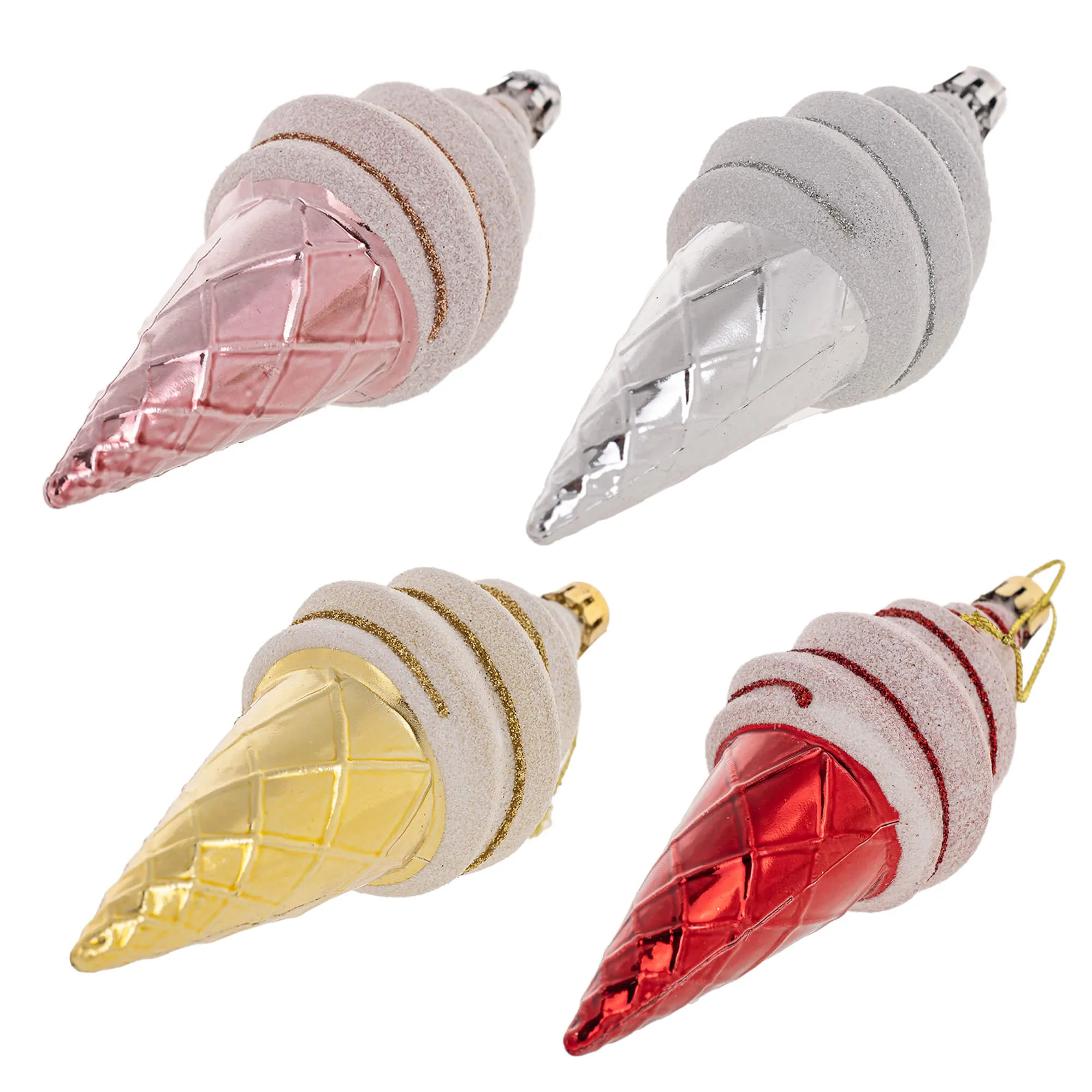 Abos kalėdinių eglutės papuošalų rinkinys, 4 vnt., ledai