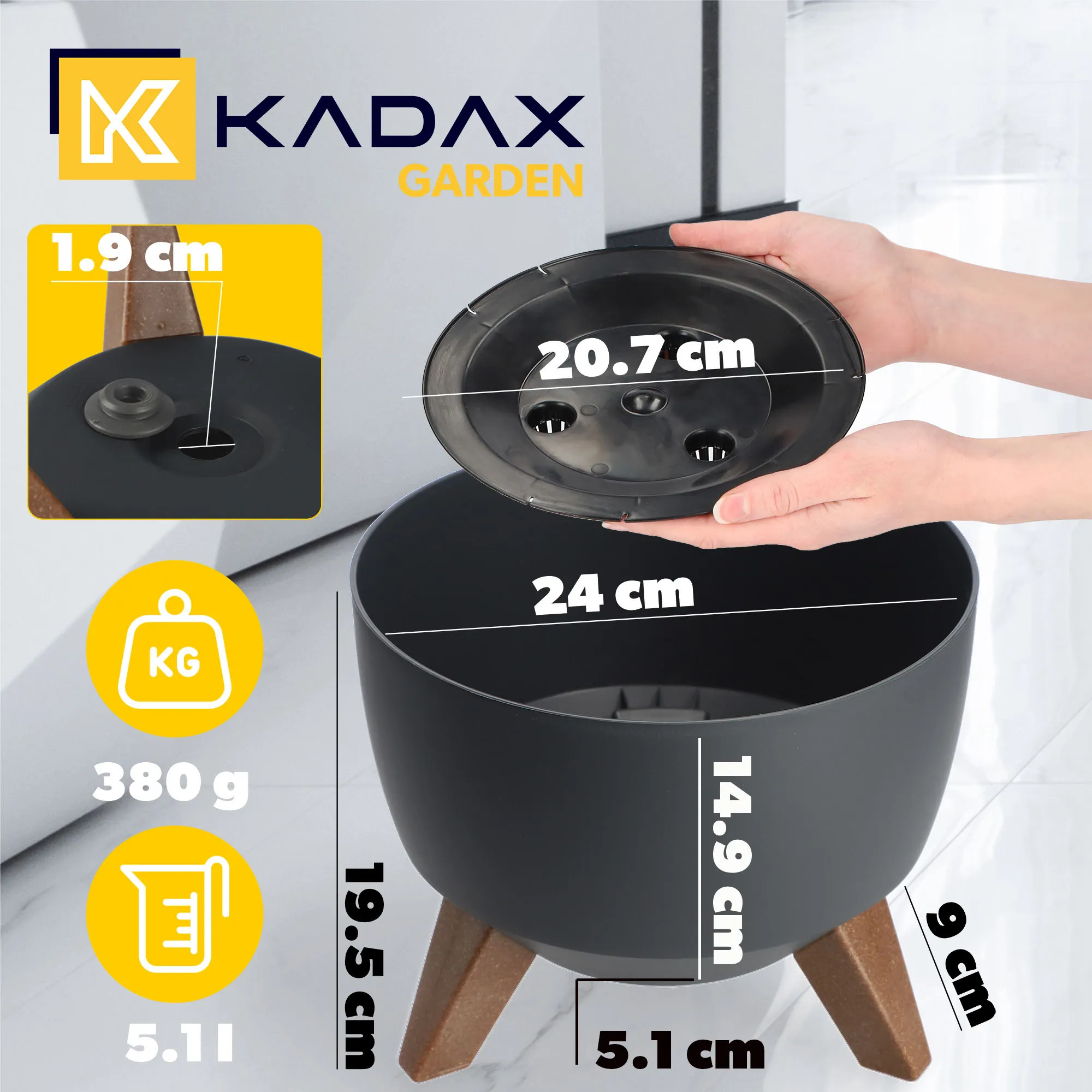 Luri gėlių dubuo su kojelėmis 24 cm