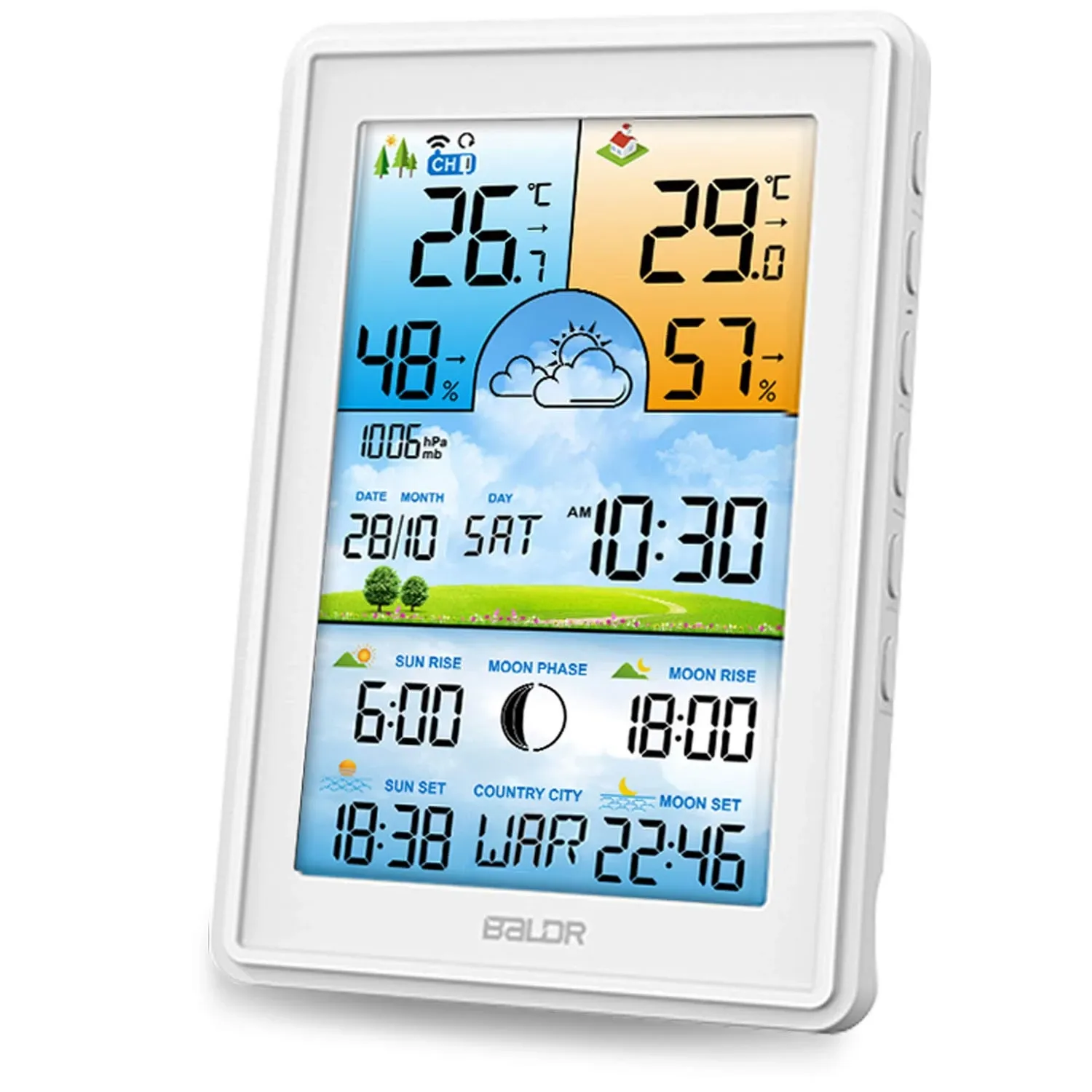 Meteorologinė stotelė su ekranu BD-906, balta - nuotrauka 1