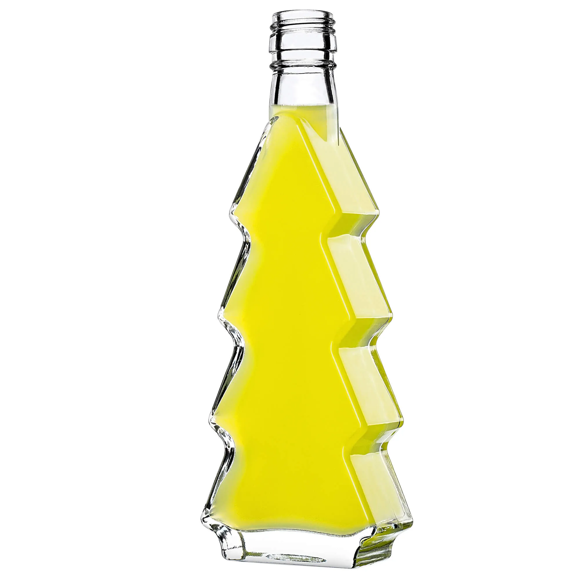 Enna kalėdinės eglutės formos stikliniai buteliukai 200 ml su baltu dangteliu 10 vnt.