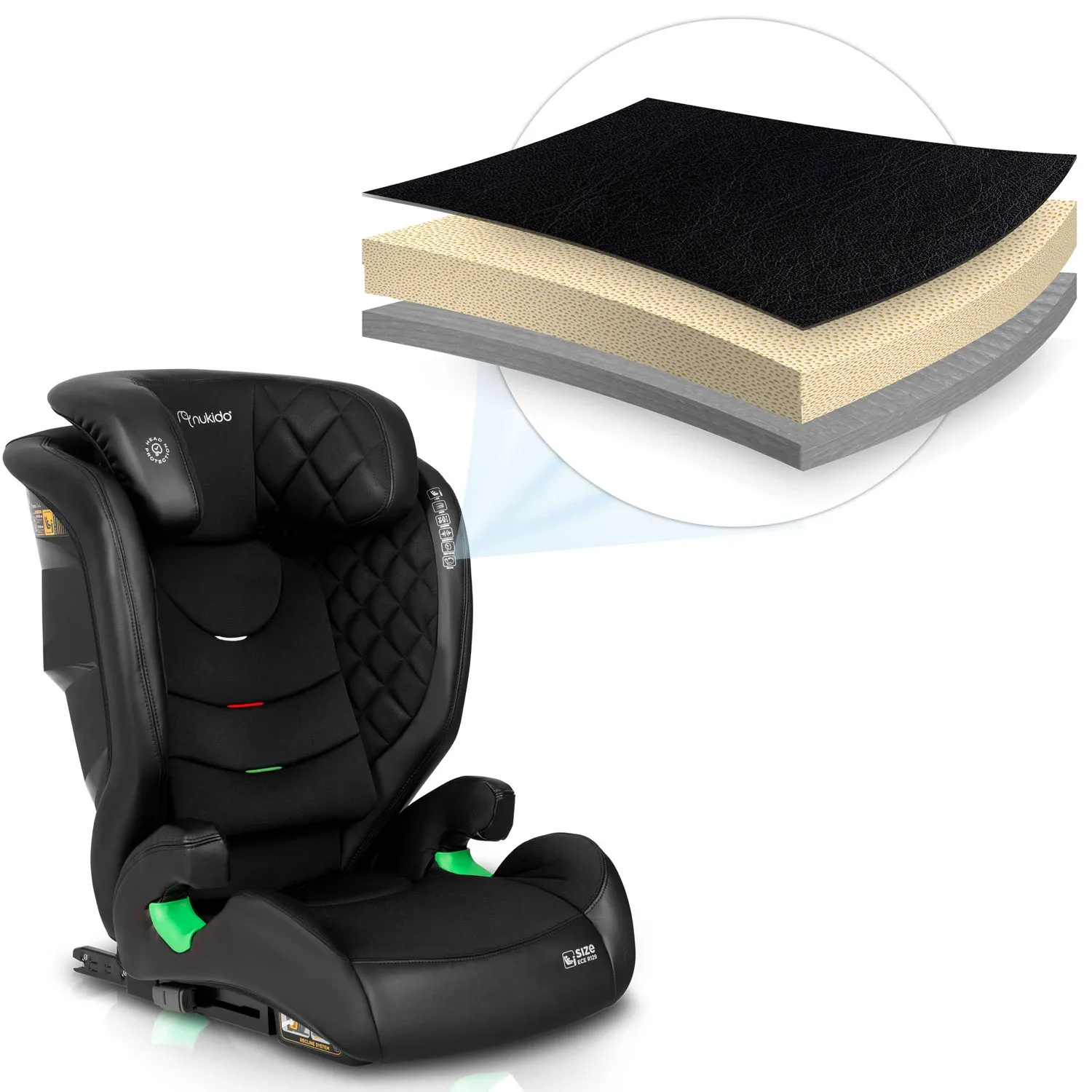 Nukido Louis automobilinė kėdutė, juoda, 15-36 kg, ISOFIX - nuotrauka 1
