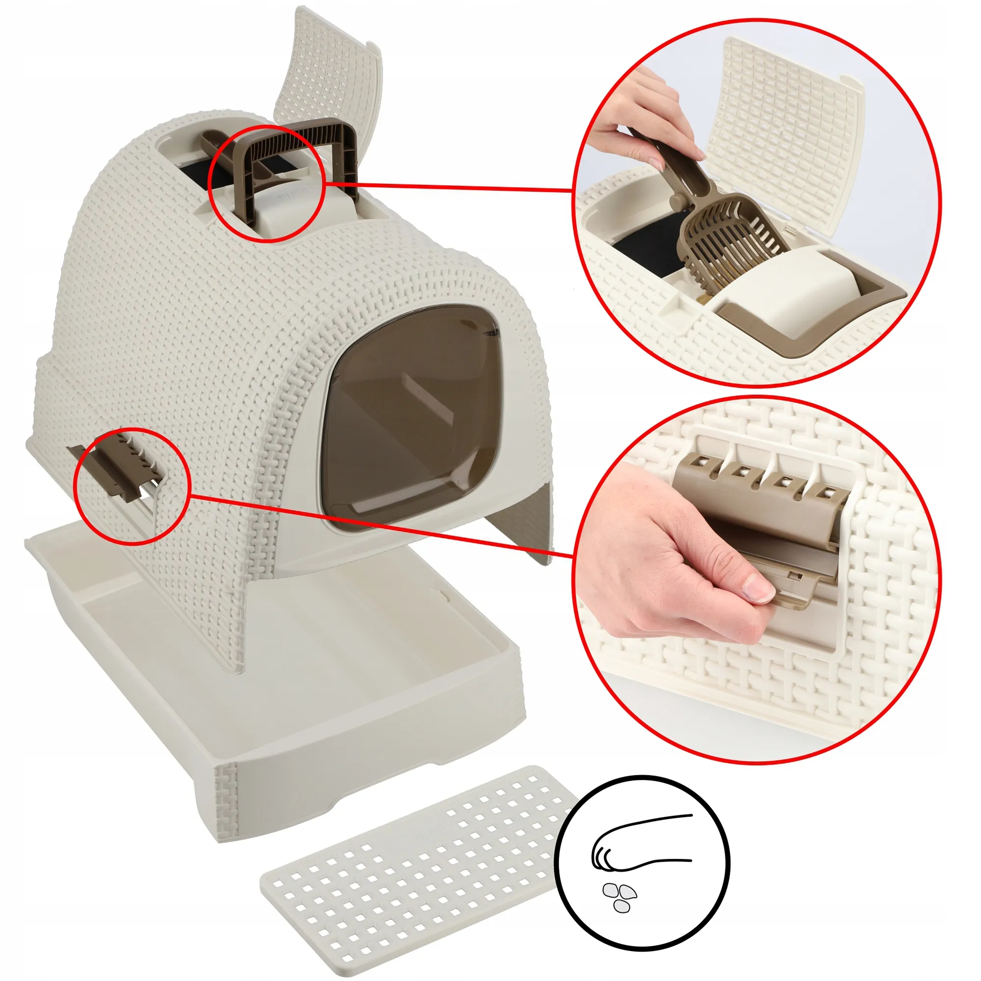 Curver Pet Life kačių kraiko dėžutė + nešioklė, smėlio spalvos