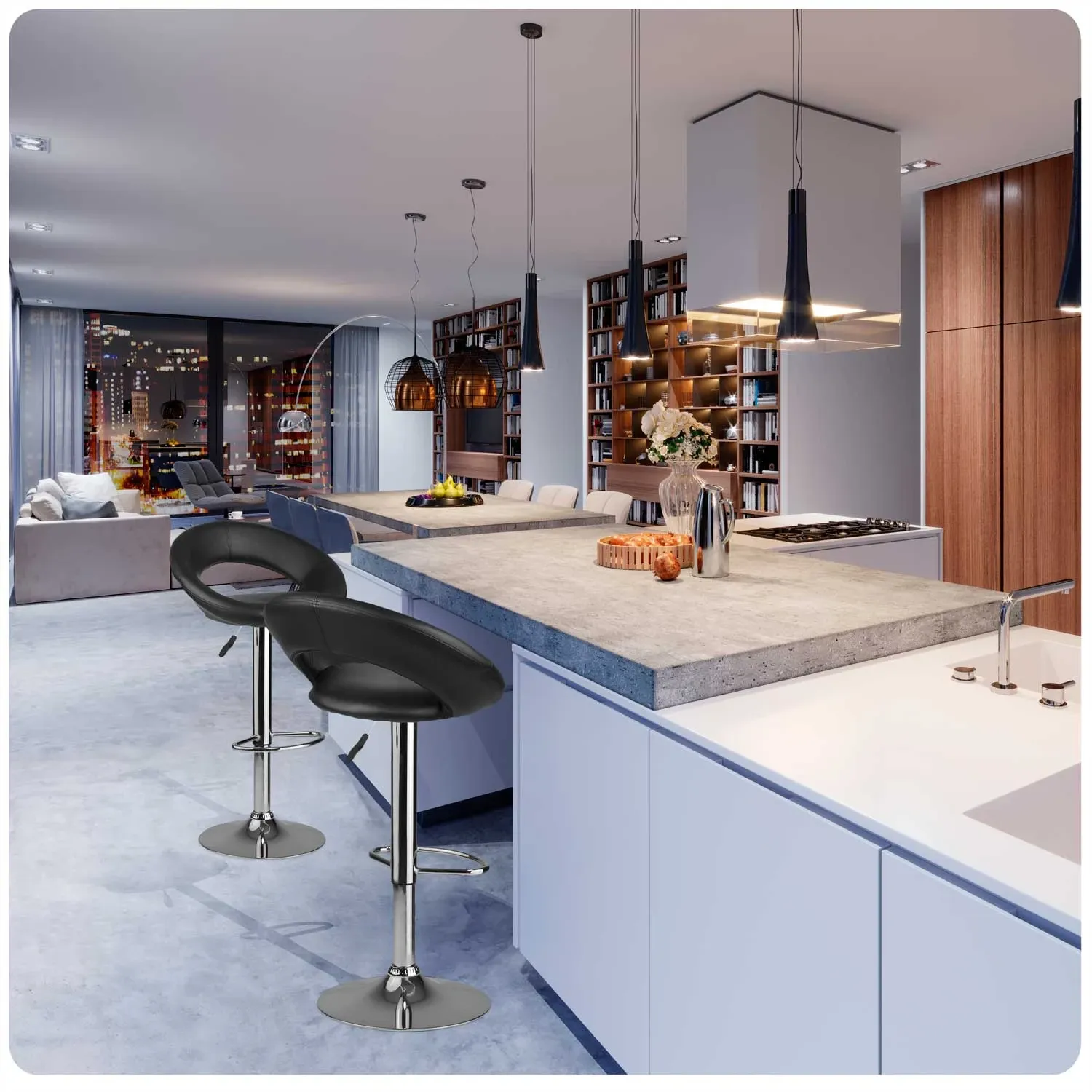 Forza baro kėdė su atlošu – 2 dalys – juoda - nuotrauka 1