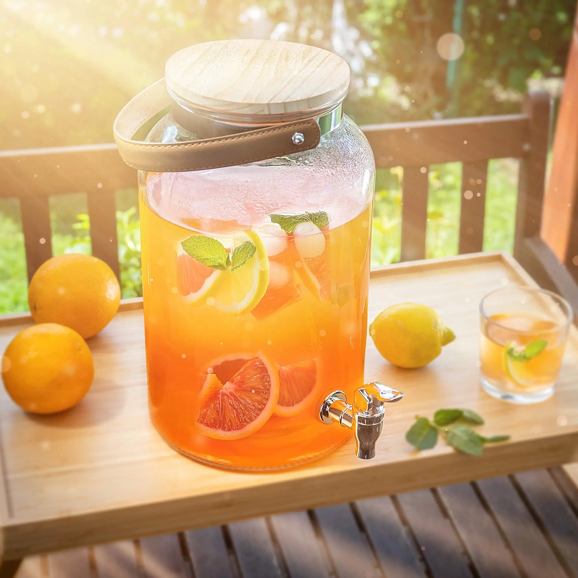 Stiklinis indas su čiaupu ir rankena Mandrioli 5,6 l