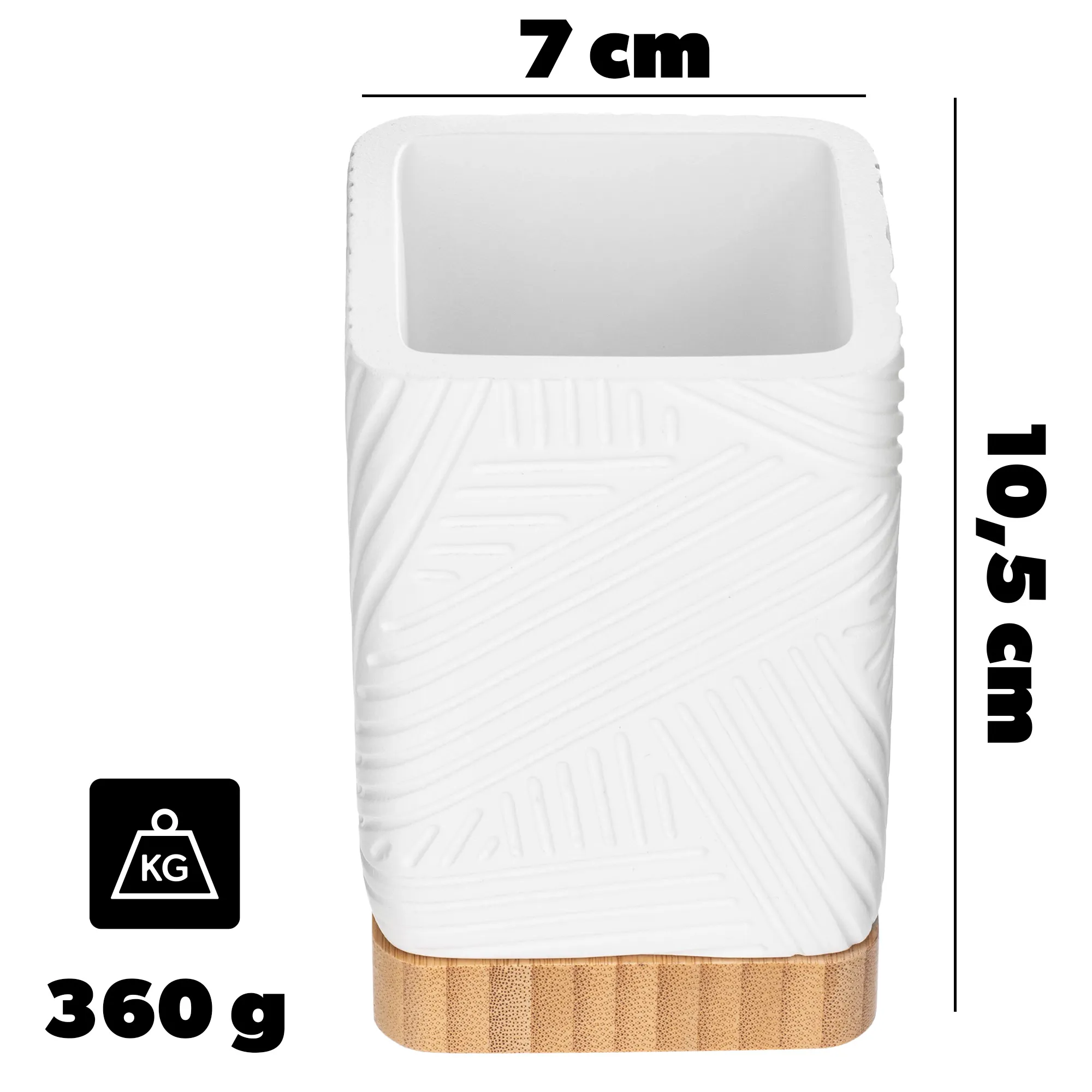 Lunel vonios puodelis kvadratinis, baltas