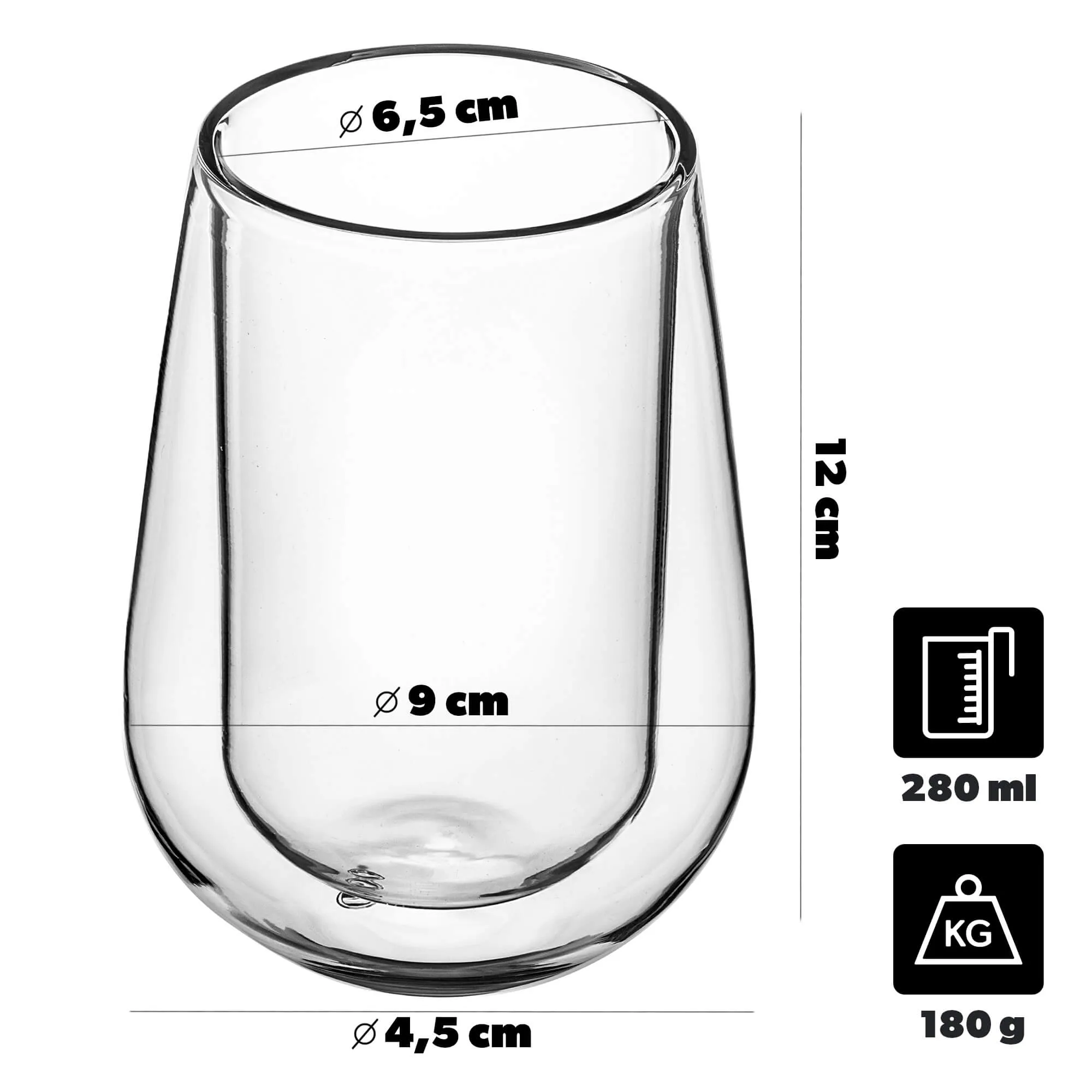 Dvigubos sienelės termo stiklinės po 280 ml, 6 vnt.