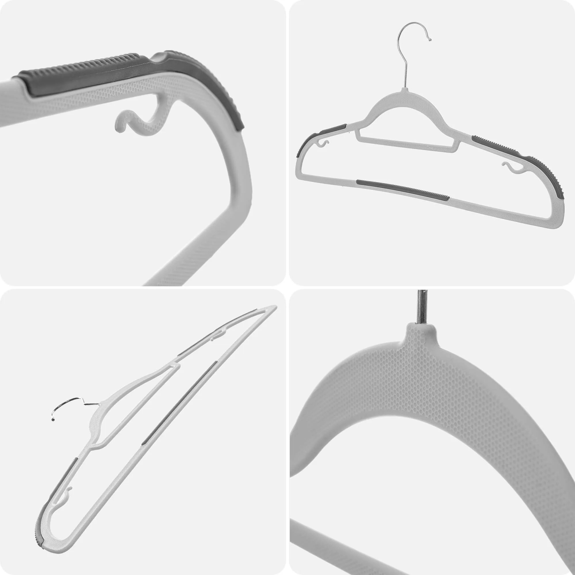 „Cuves“ drabužių pakaba su neslystančiu paviršiumi, pilka, 5 vnt.