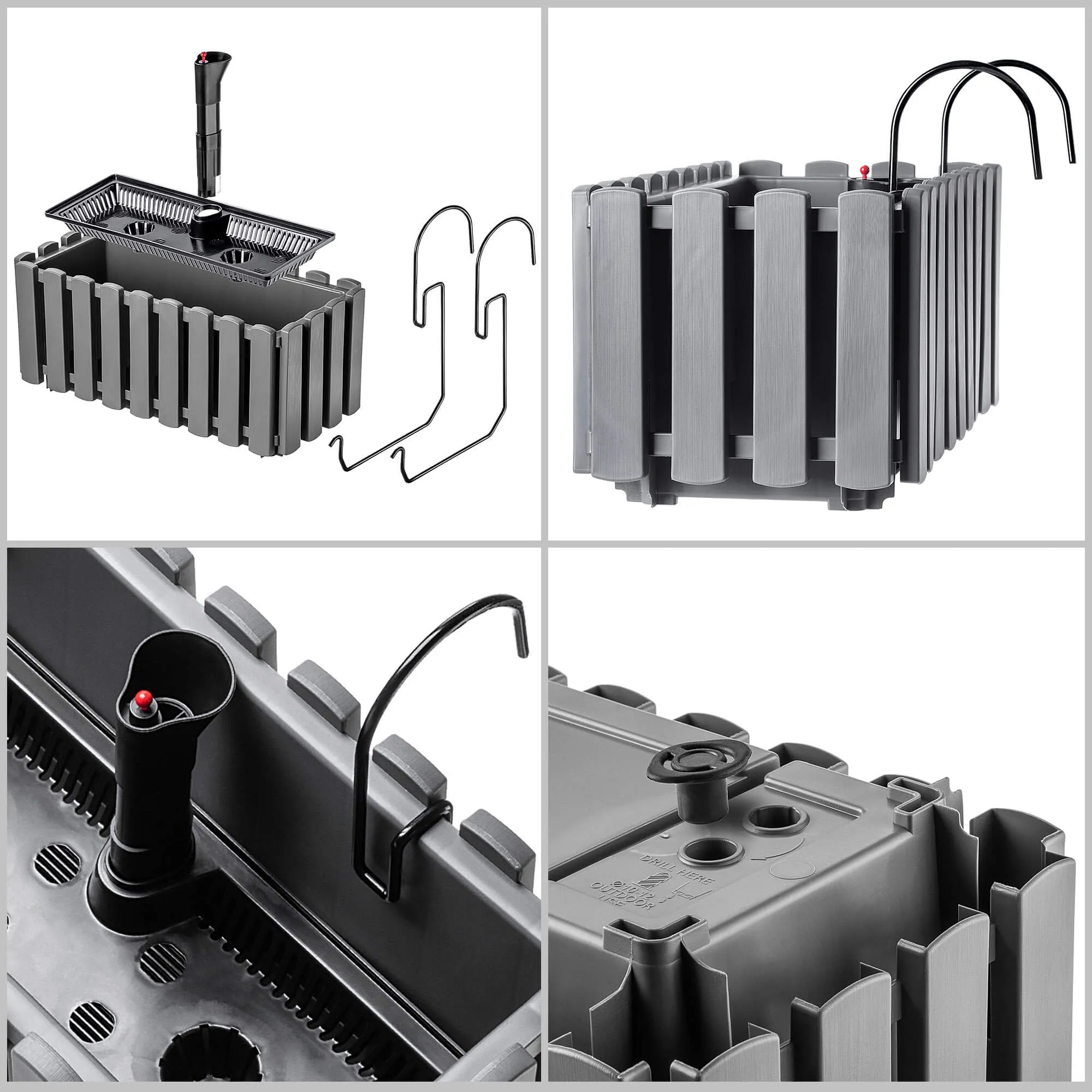 Glifada 40 cm dėžė su rankenomis ir laistymo sistema
