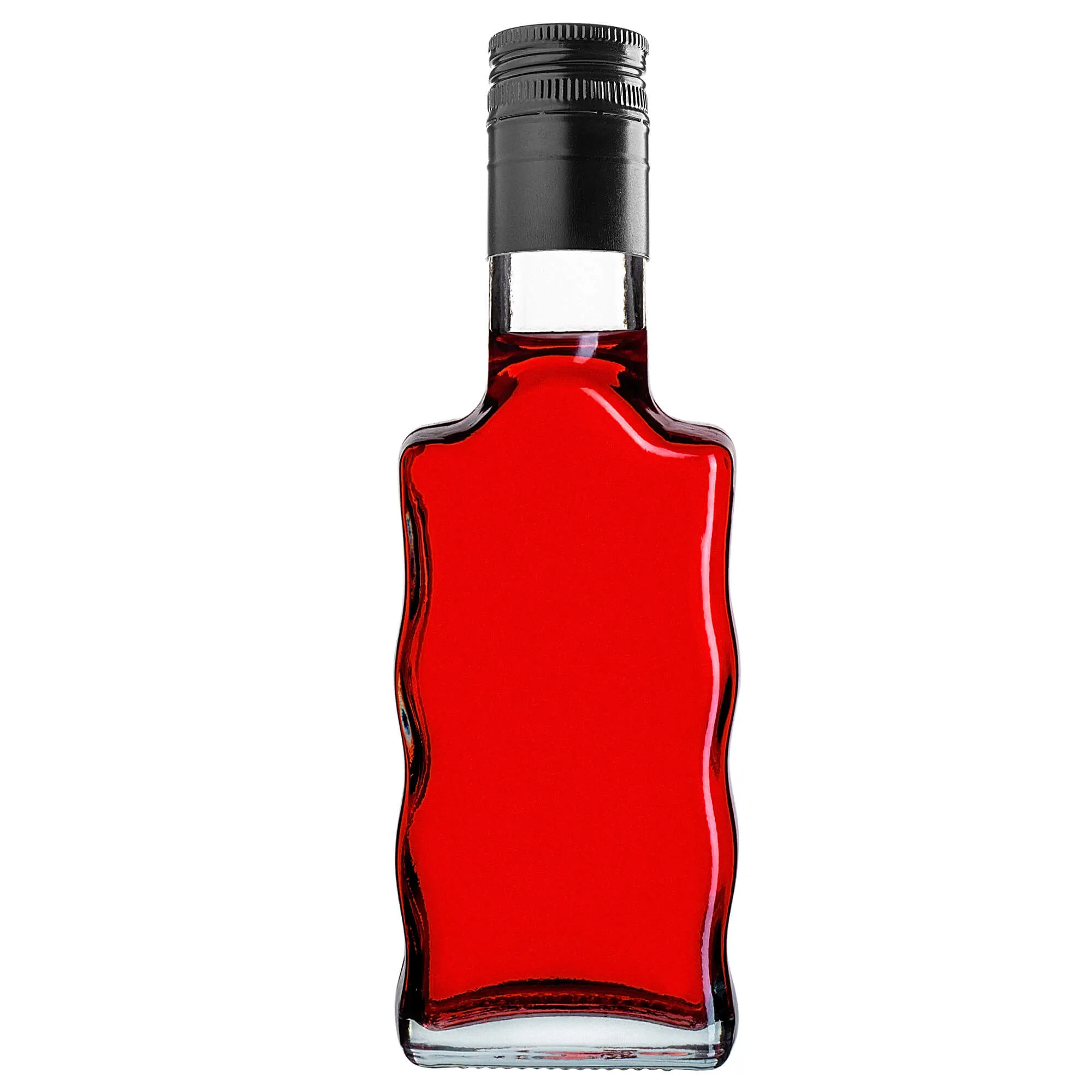 Fala stiklinis tinktūros buteliukas 200 ml su ilgu juodu dangteliu 50 vnt.