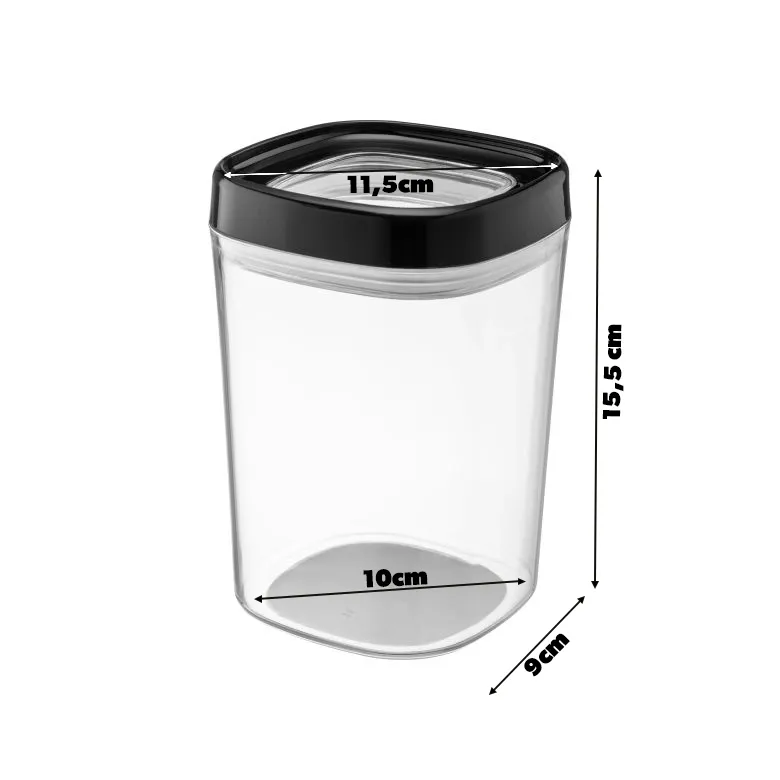 Duna 1 l kvadratinis indas, juodas