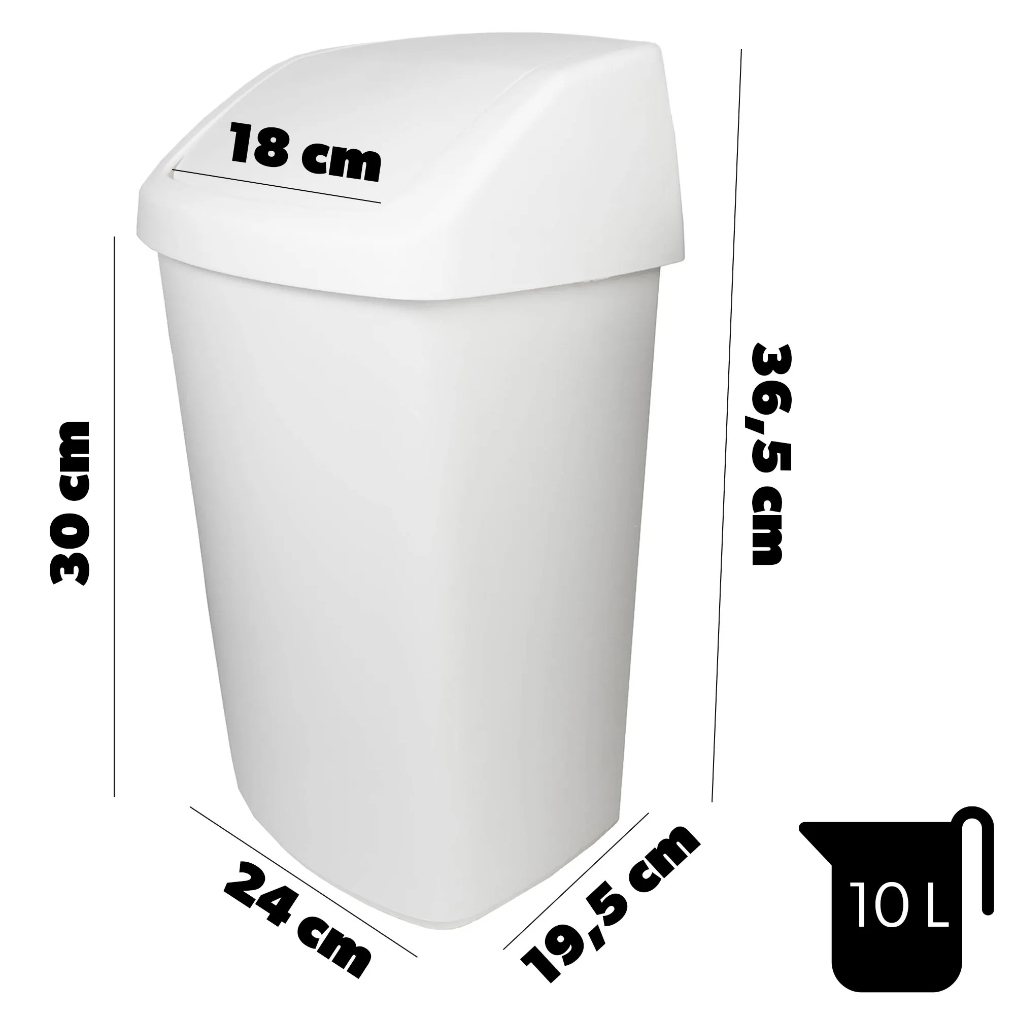 Curver šiukšliadėžė su atlenkiamu viršumi, balta, 10 l